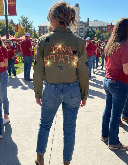 Iowa State Curved Army Green Shacket