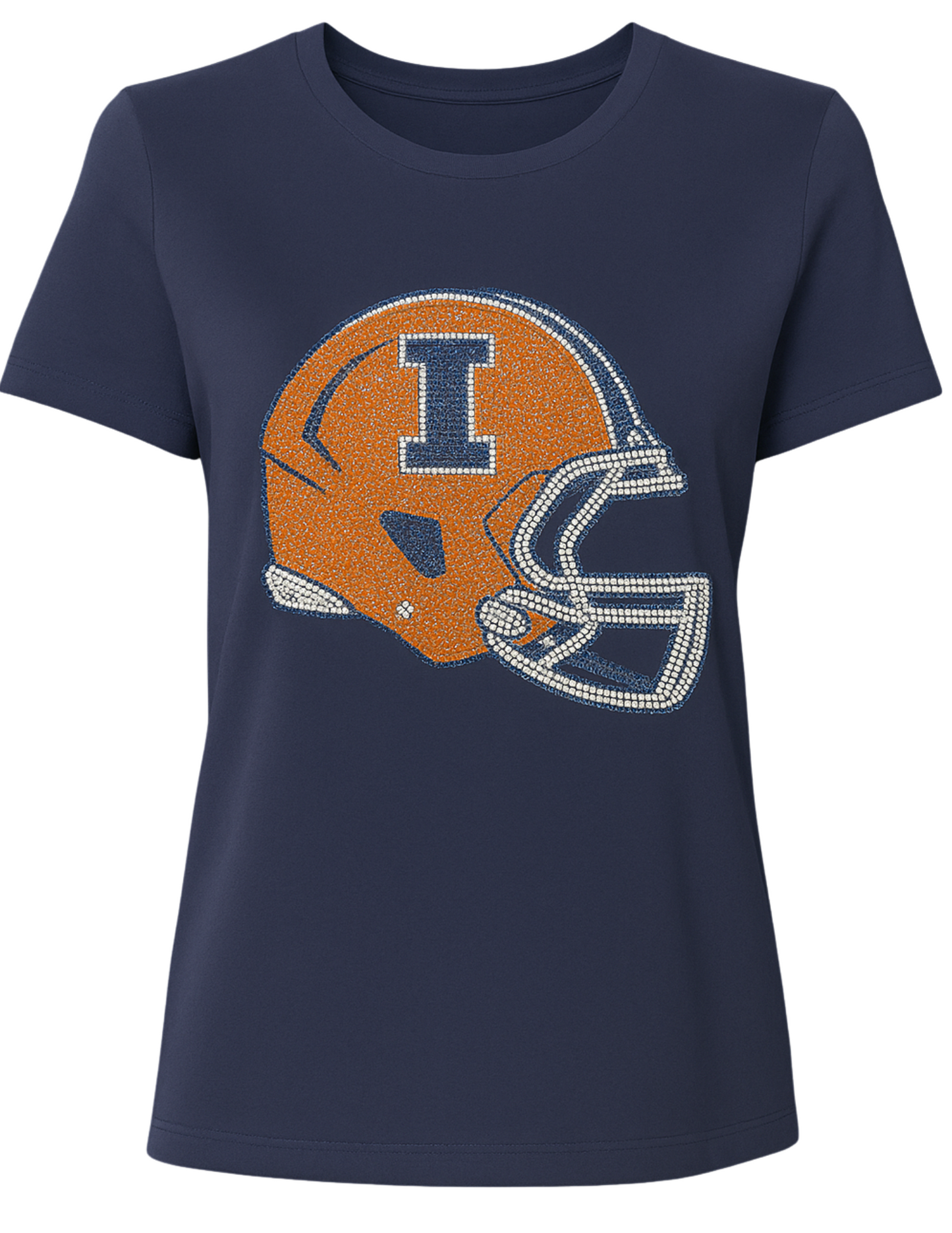 University of Illinois Helmet Navy Crewneck Short Sleeve T-Shirt