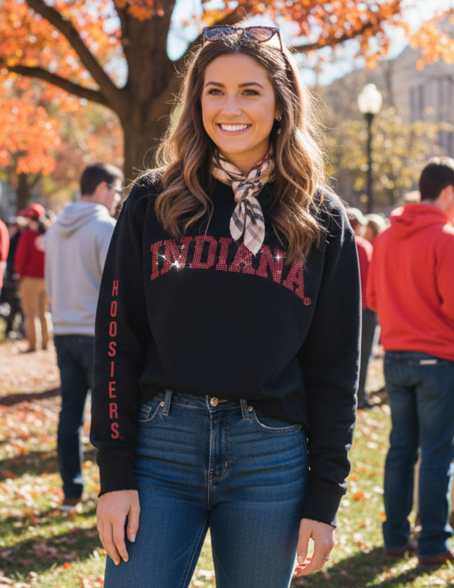 University Indiana Curve Black Crewneck Sweatshirt