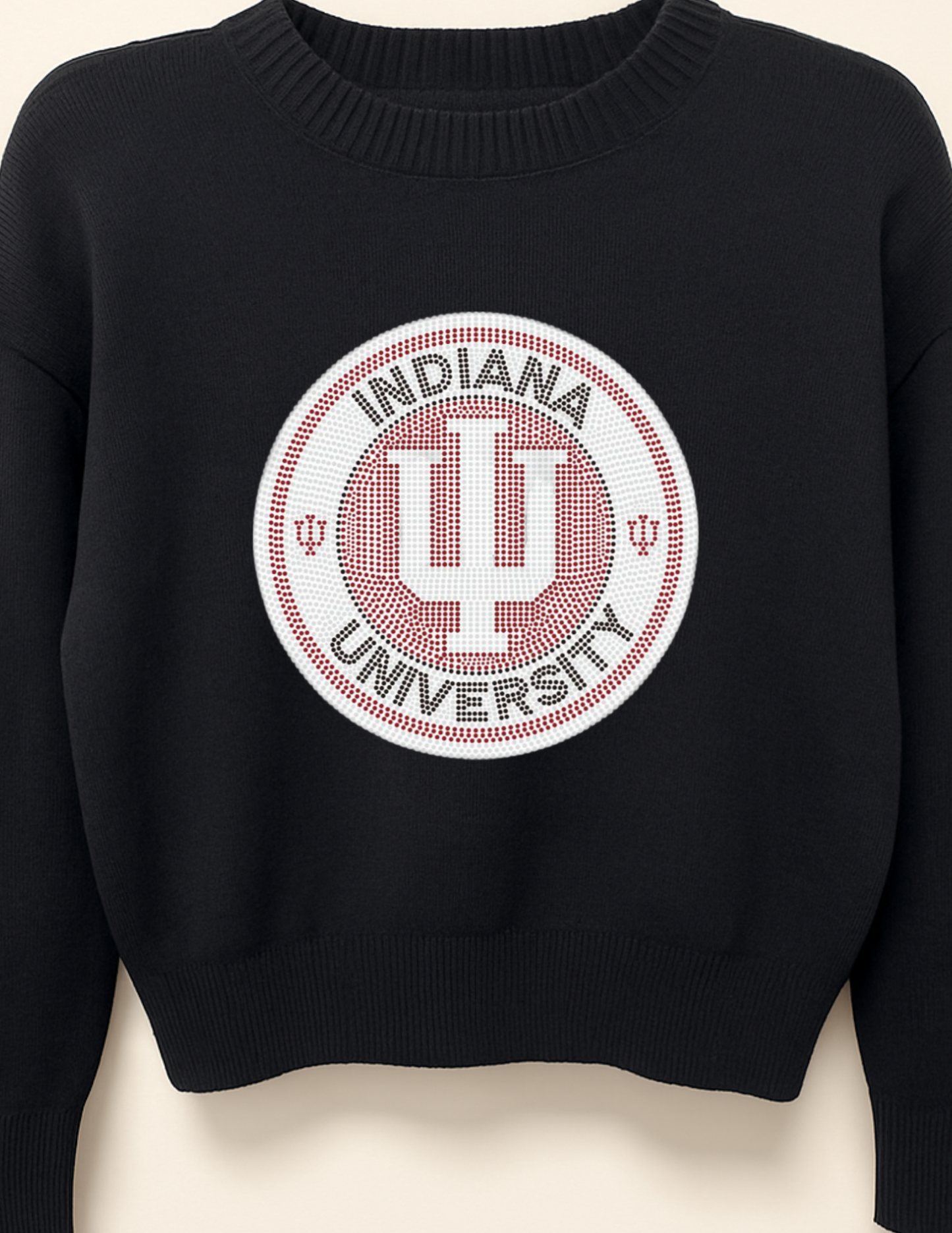 Indiana University Circle Logo Black Crewneck Sweater