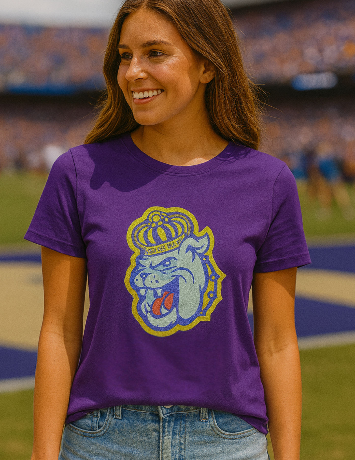 JMU Multi Bulldog Purple Crewneck Short Sleeve T-Shirt