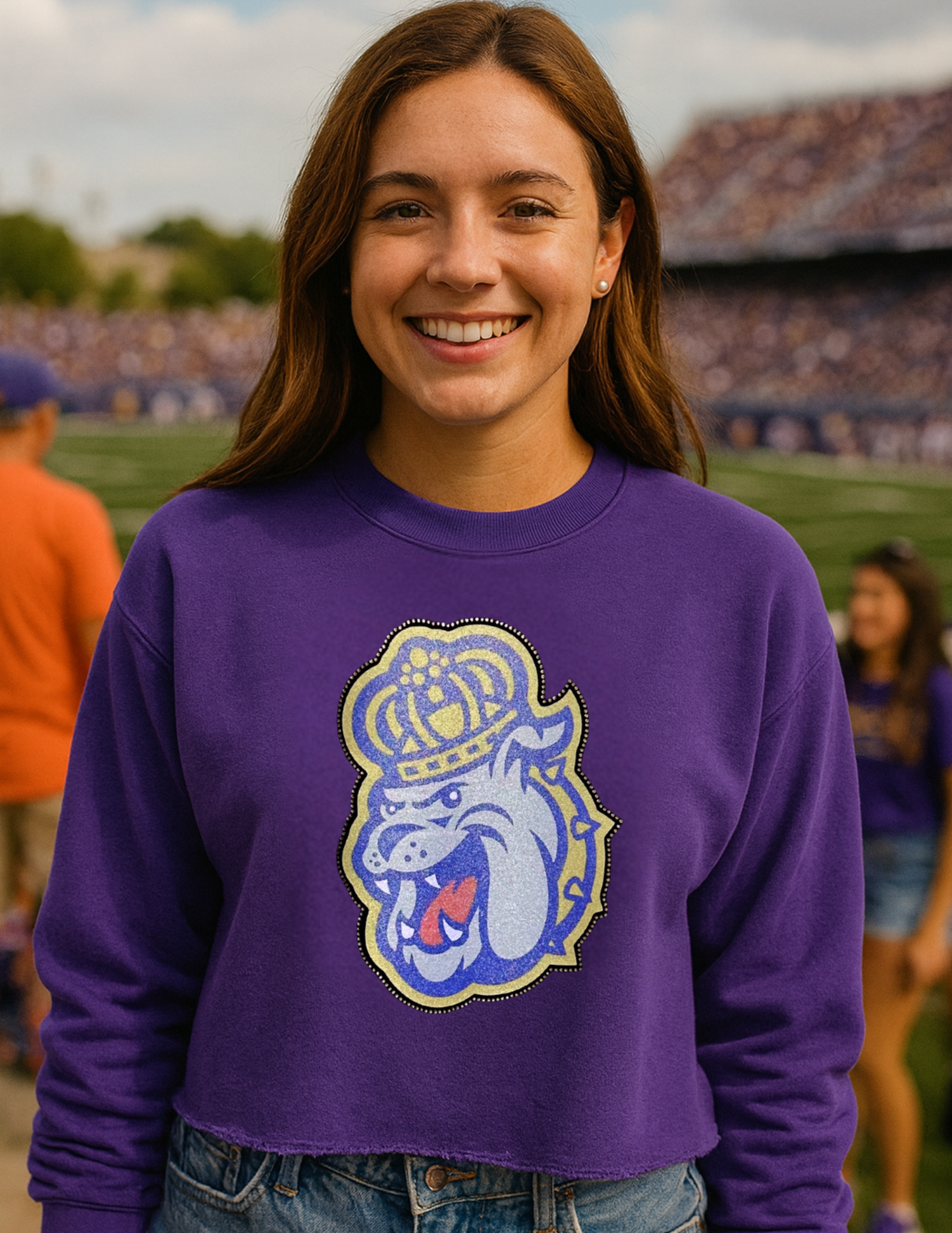 Game Day Sweatshirt, Crewneck Purple, Multi JMU Duke