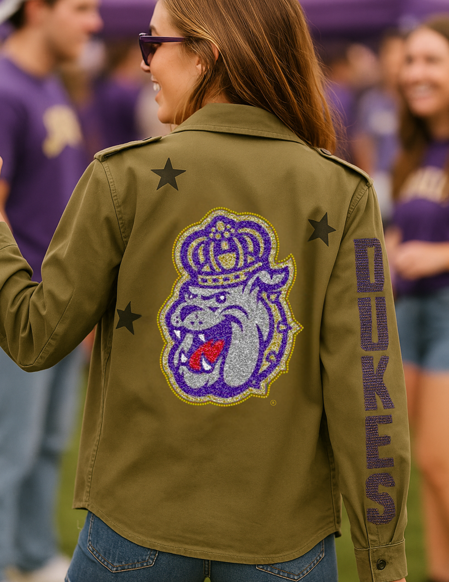 JMU Dukes & Multi Bulldog Army Green Shacket
