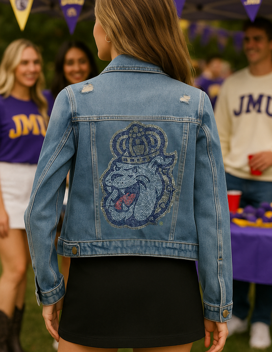 Game Day Jacket, Blue Denim, Crystal JMU Bulldog