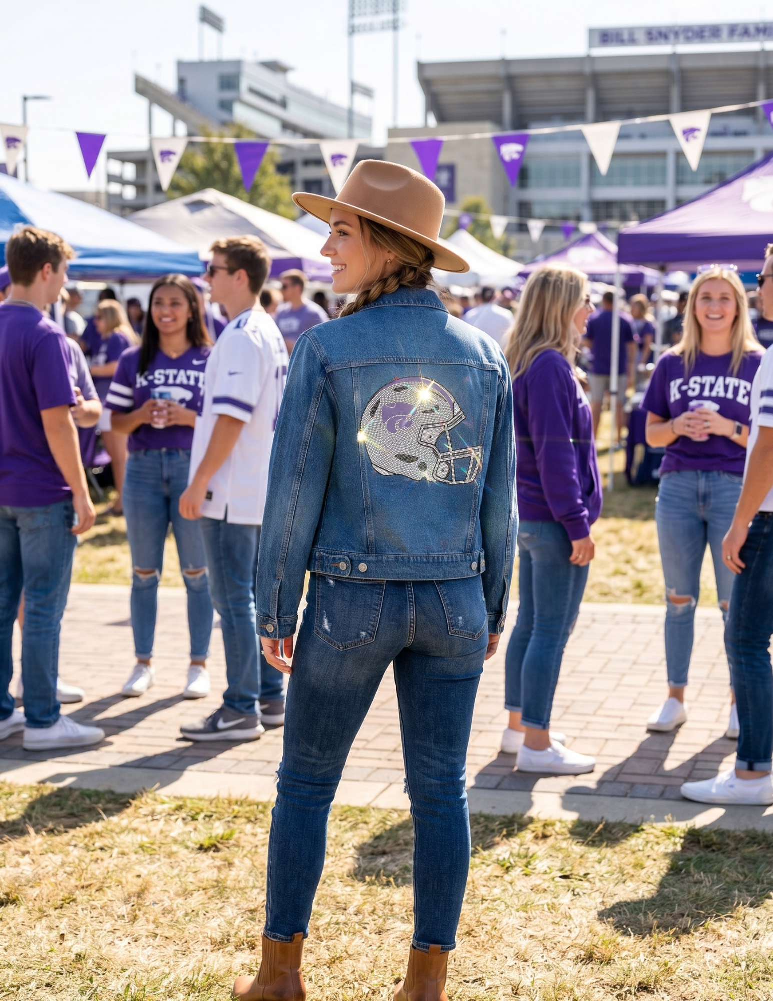 Kansas State Helmet Blue Denim Jacket
