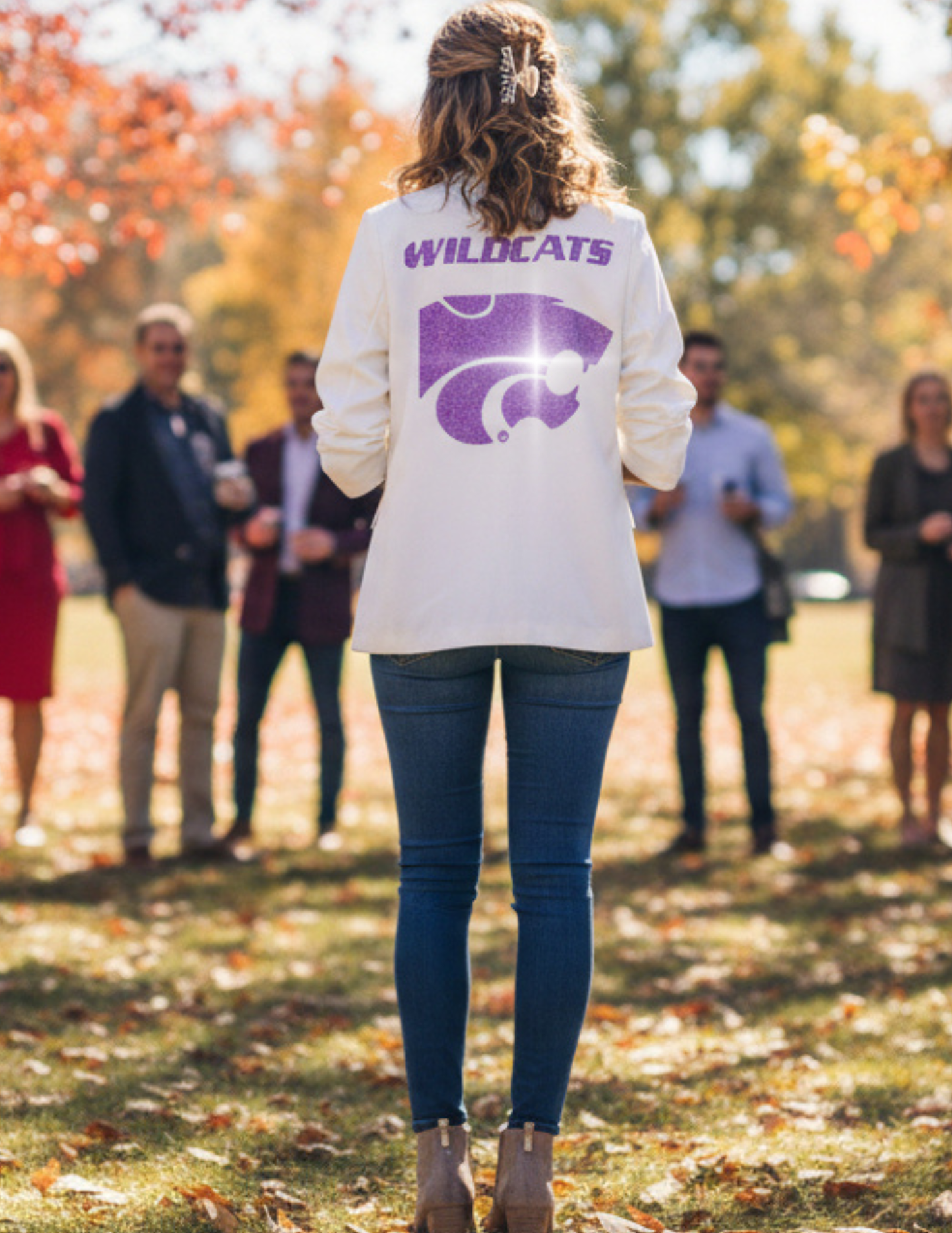 Game Day Blazer, White Ruched, Kansas State Wildcats & Head
