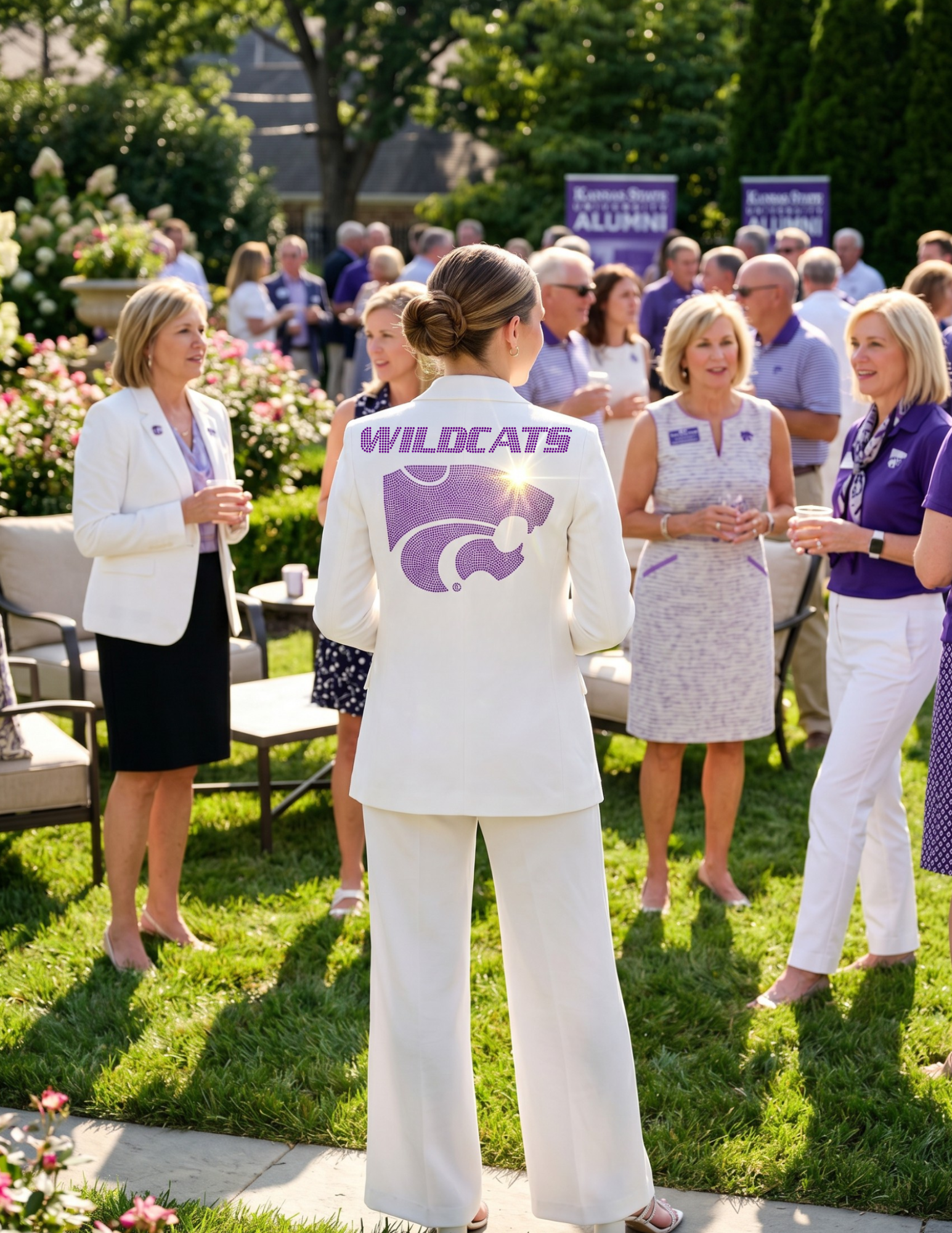 Kansas State Wildcats & Powercat White Ruched Sleeve Blazer