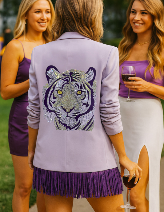 Game Day Blazer, Ruched Lavender, Purple Tiger