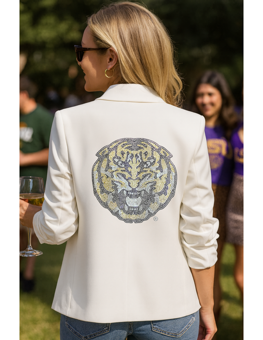 Game Day Blazer, Ruched White, LSU Tiger