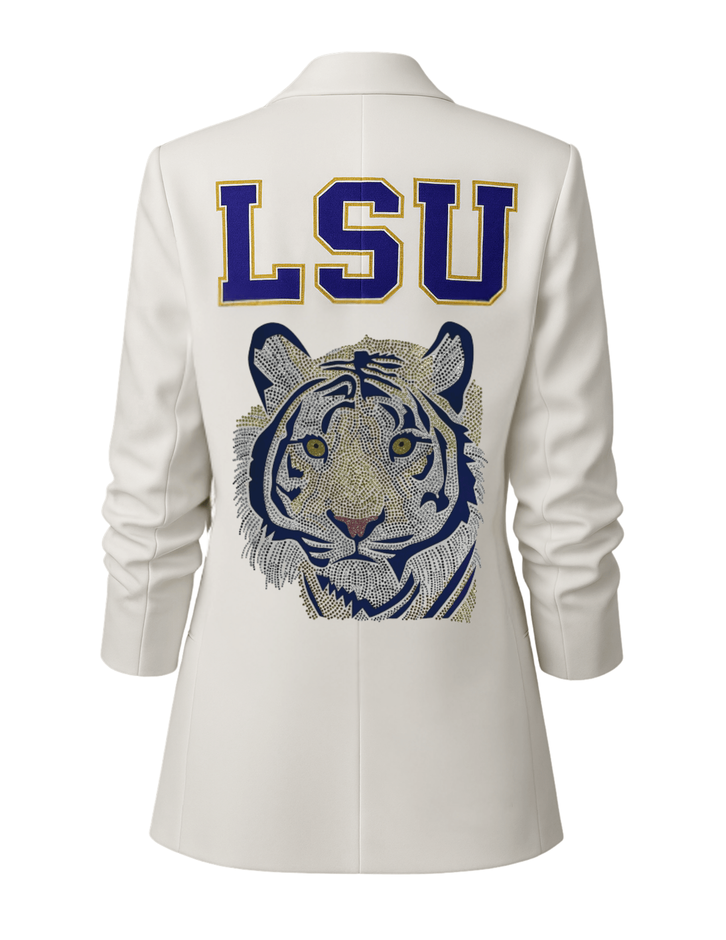 Game Day Blazer, Ruched White, Block LSU Tiger