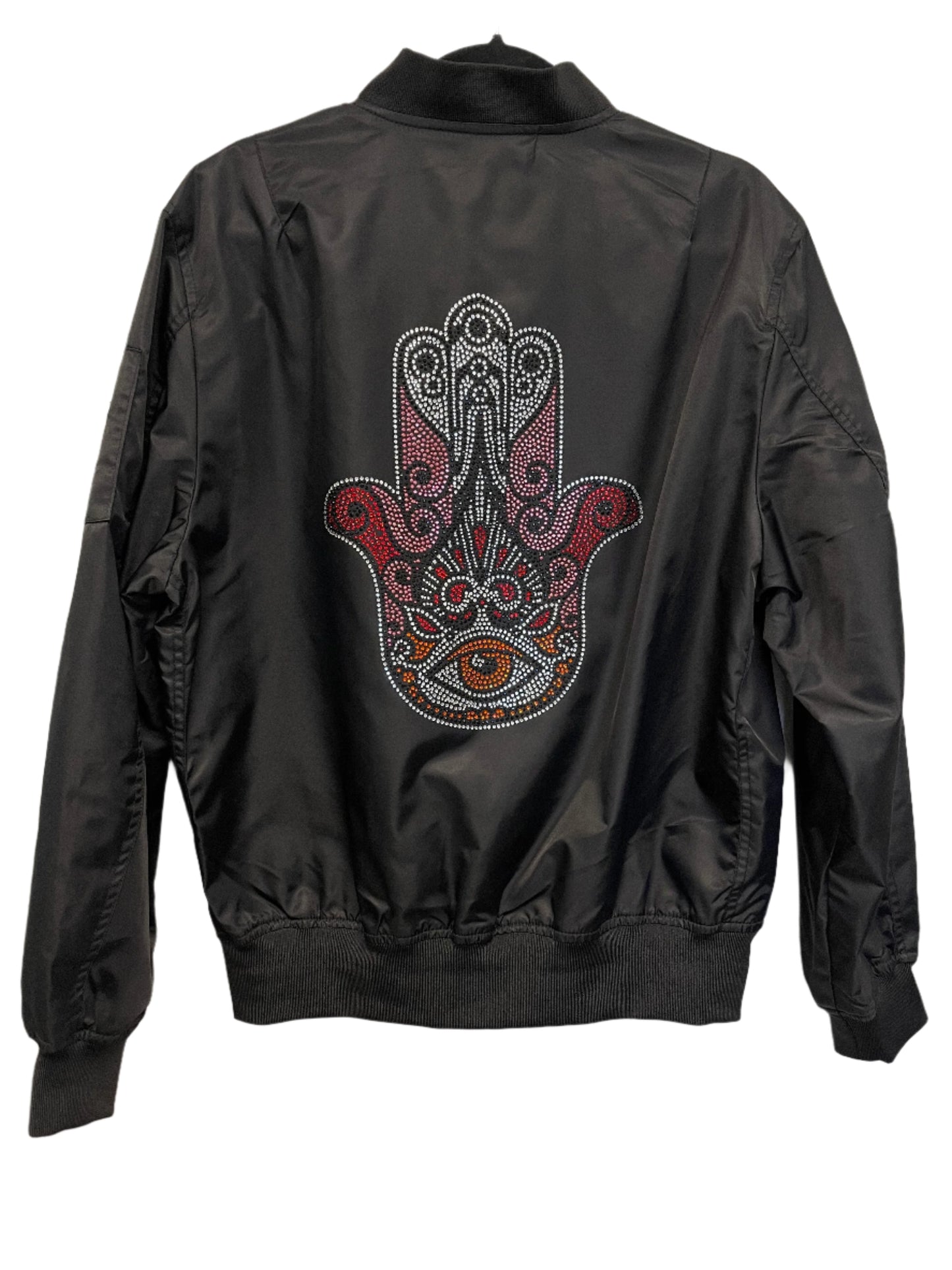 Pink Hamsa Black Bomber