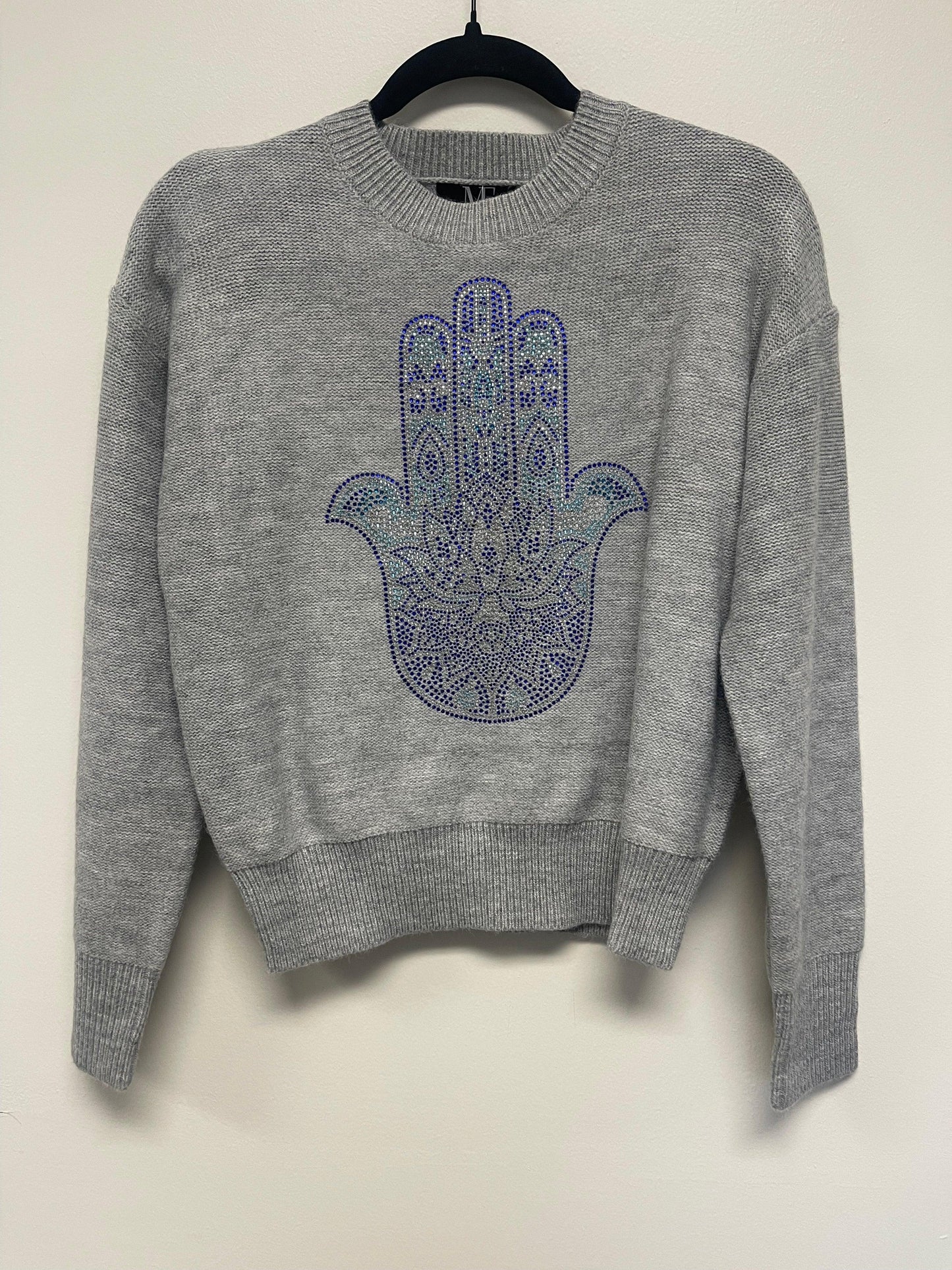 Blue Hamsa Gray Cardigan Sweater