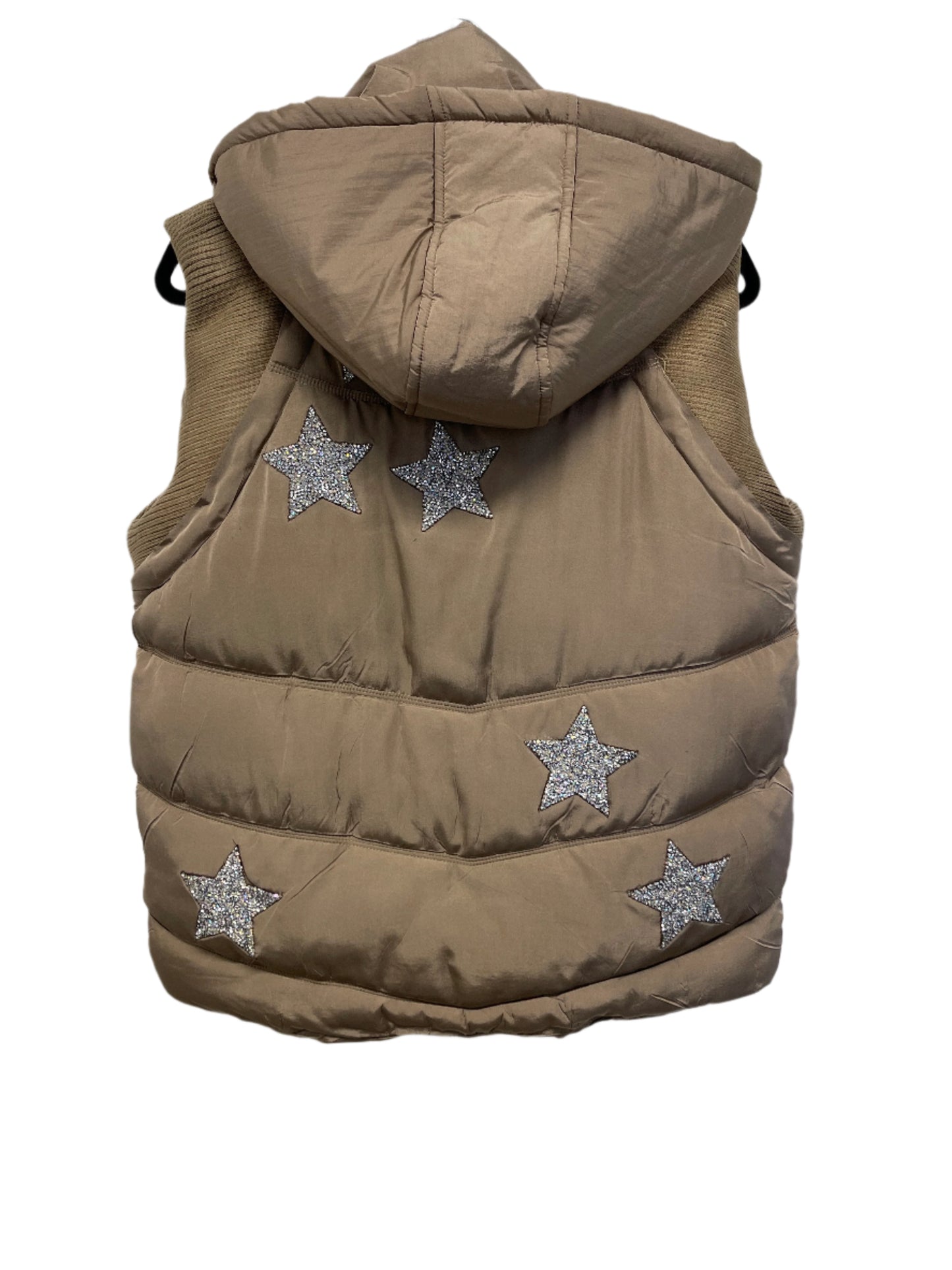 Vest, Puffer Tan, Silver Stars