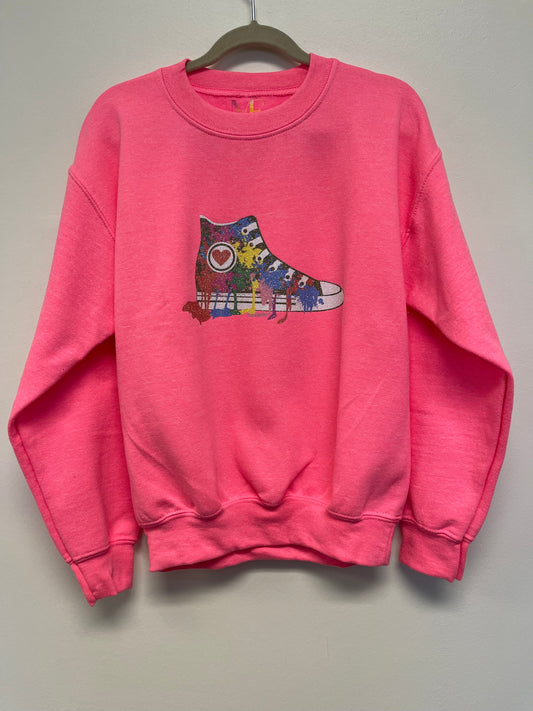 Kids Pink Sweatshirt w/ Paint Sneaker