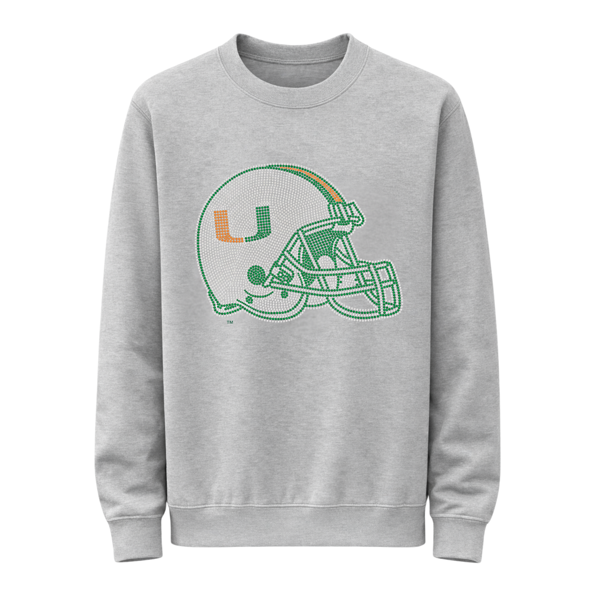 University of Miami Helmet Gray Crewneck Sweatshirt