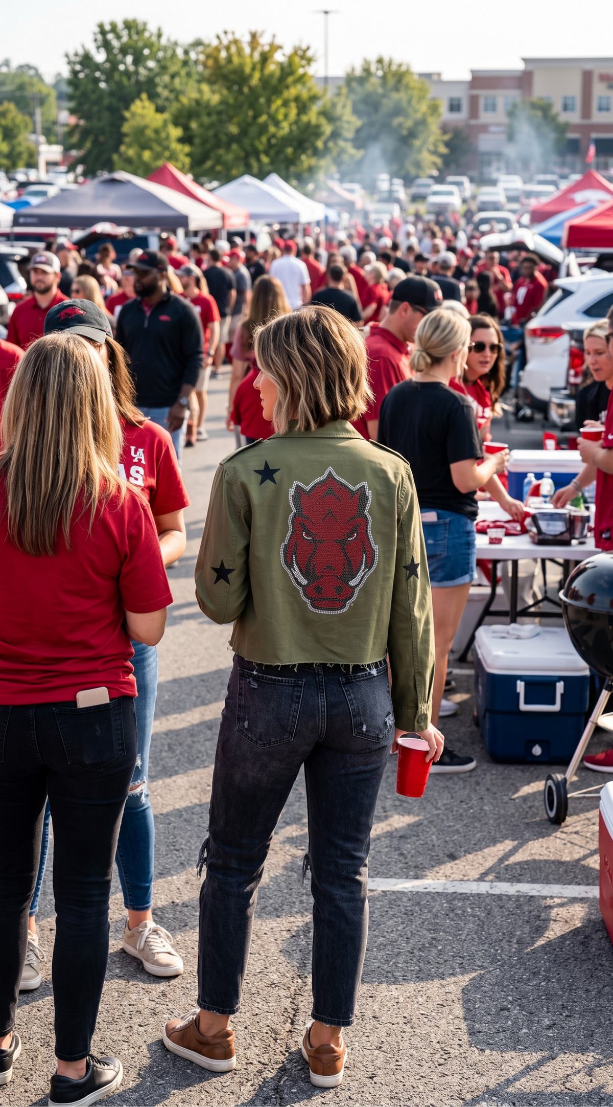 University of Arkansas Razorback Star Army Green Jacket