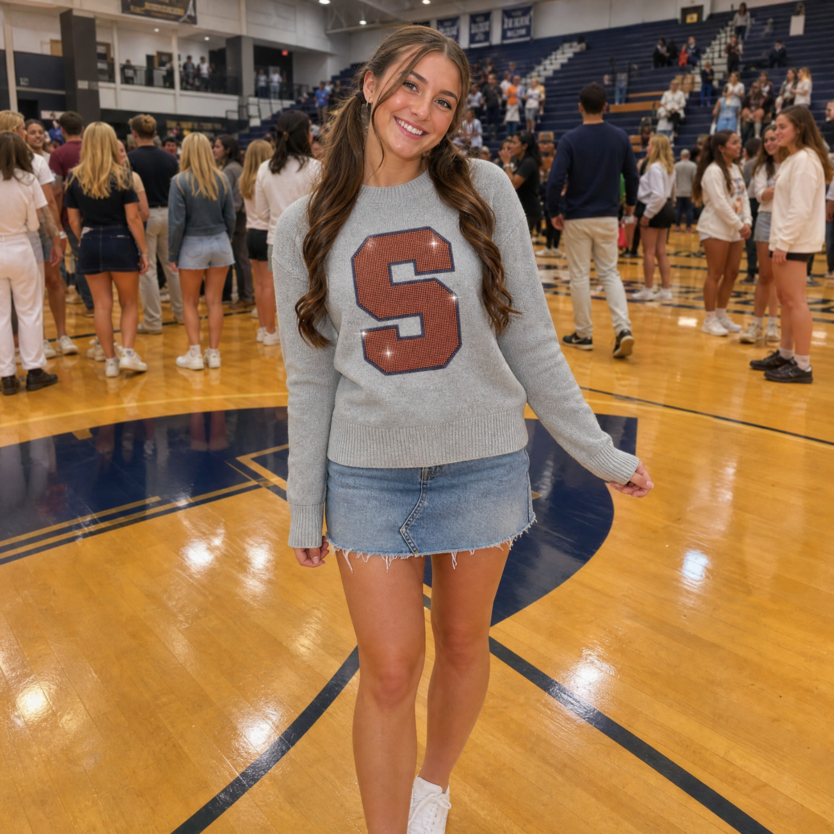 Syracuse University Big S Gray Crewneck Long Sleeve Sweater