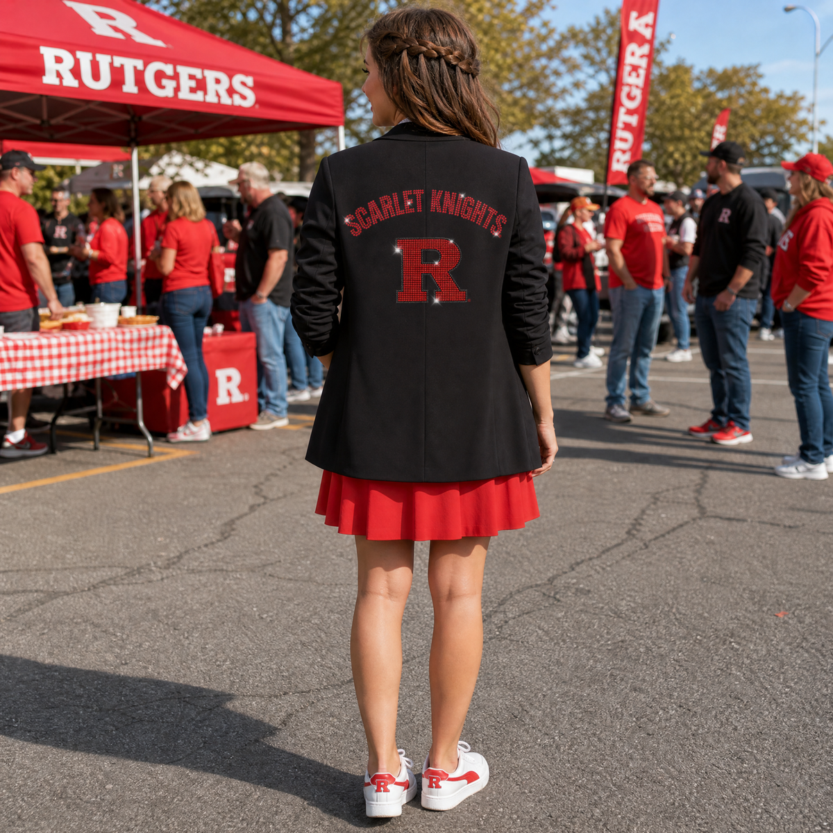 Rutgers University Scarlet Knights Block R Black Ruched Blazer