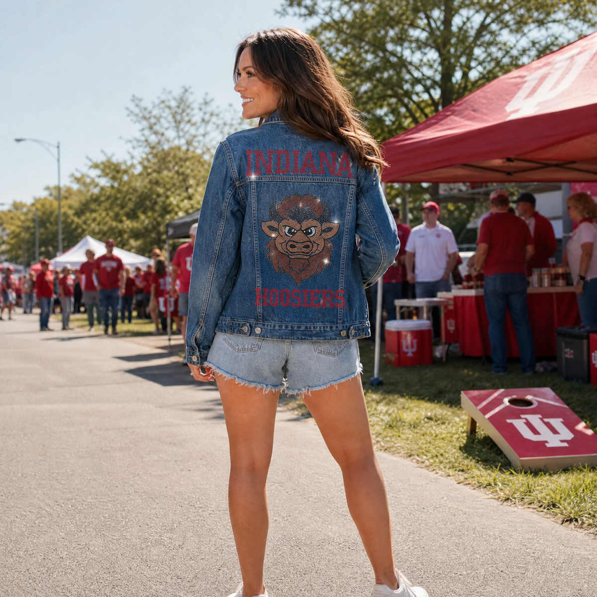 Indiana University Hoosiers Vintage Bison Head Blue Denim Jacket