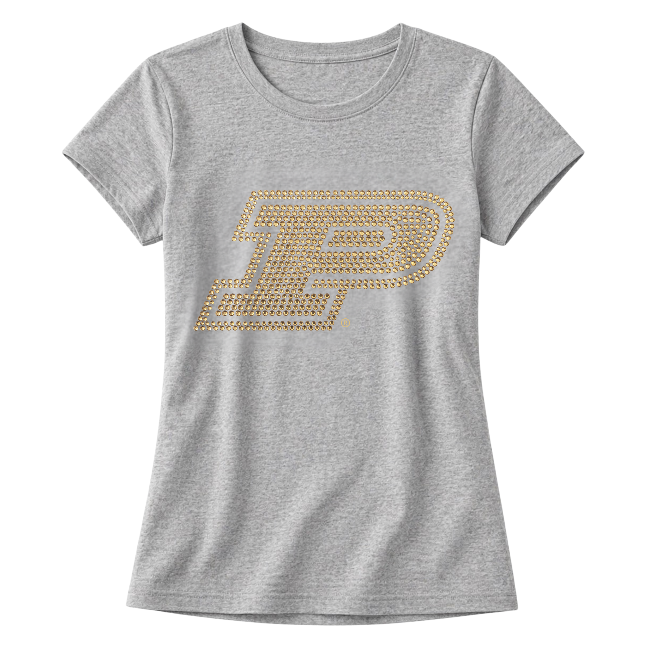 Purdue University Gold Motion P Gray Crewneck T-Shirt