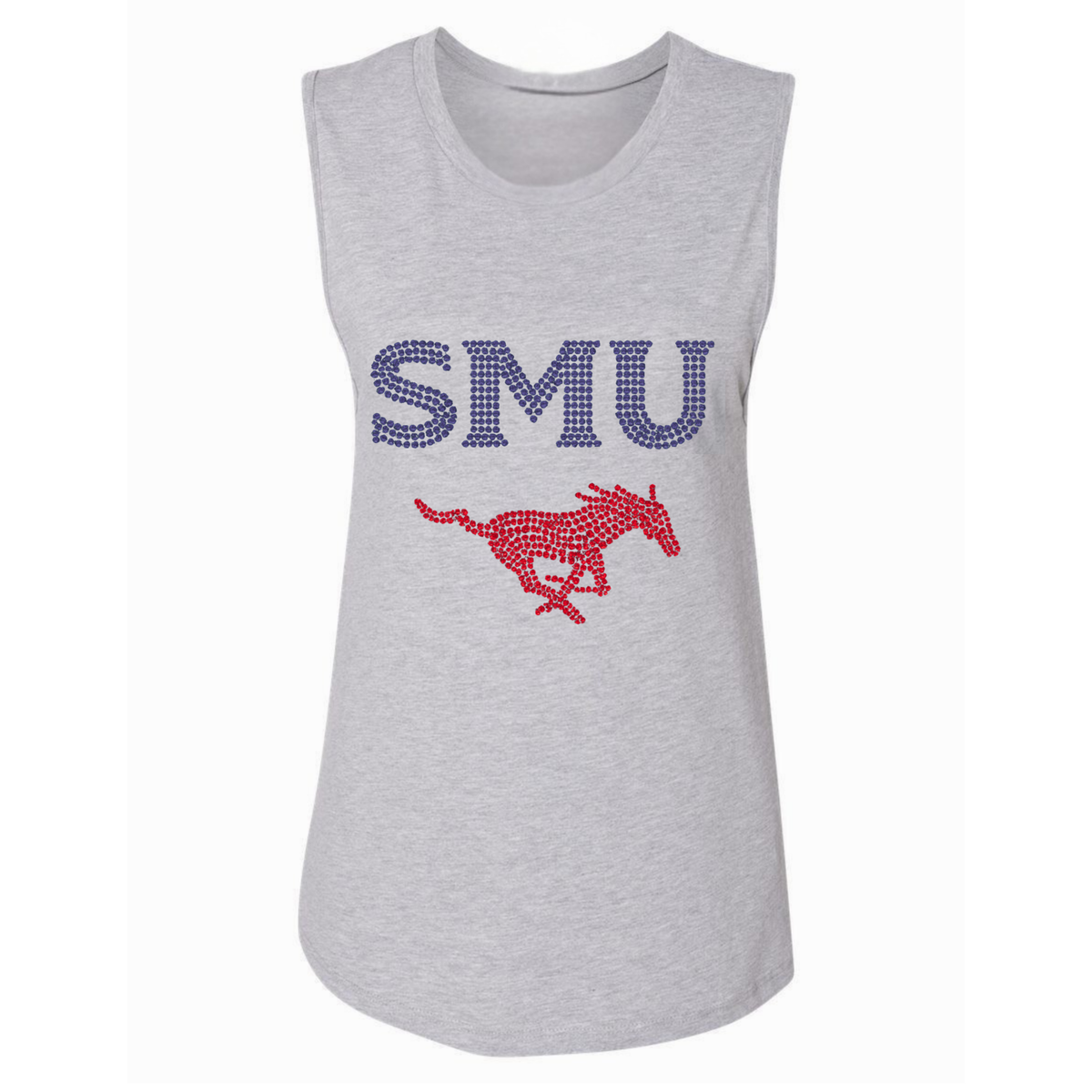 SMU Mustangs Gray Crewneck Tank Top