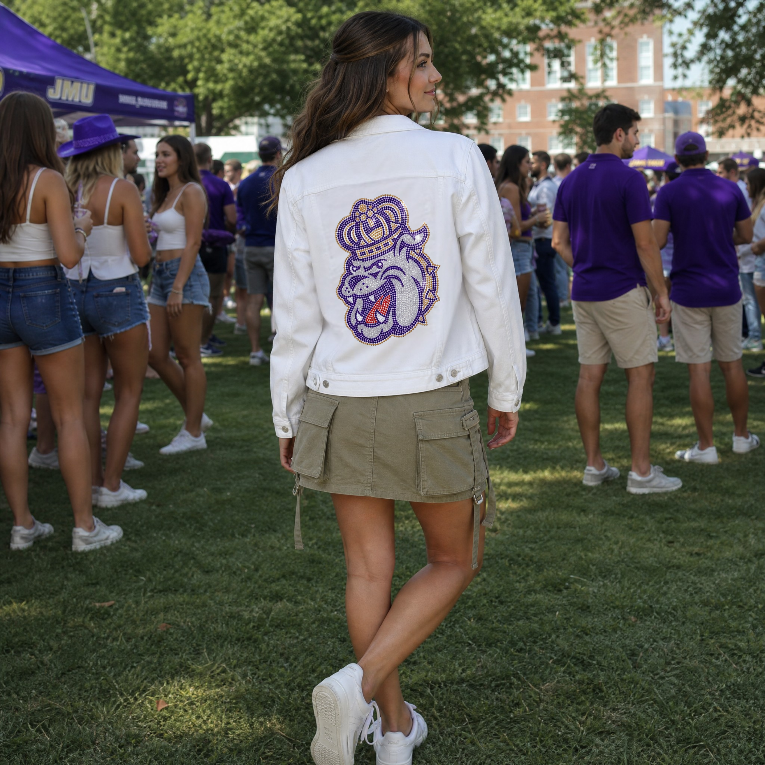 James Madison Bulldog White Denim Jacket