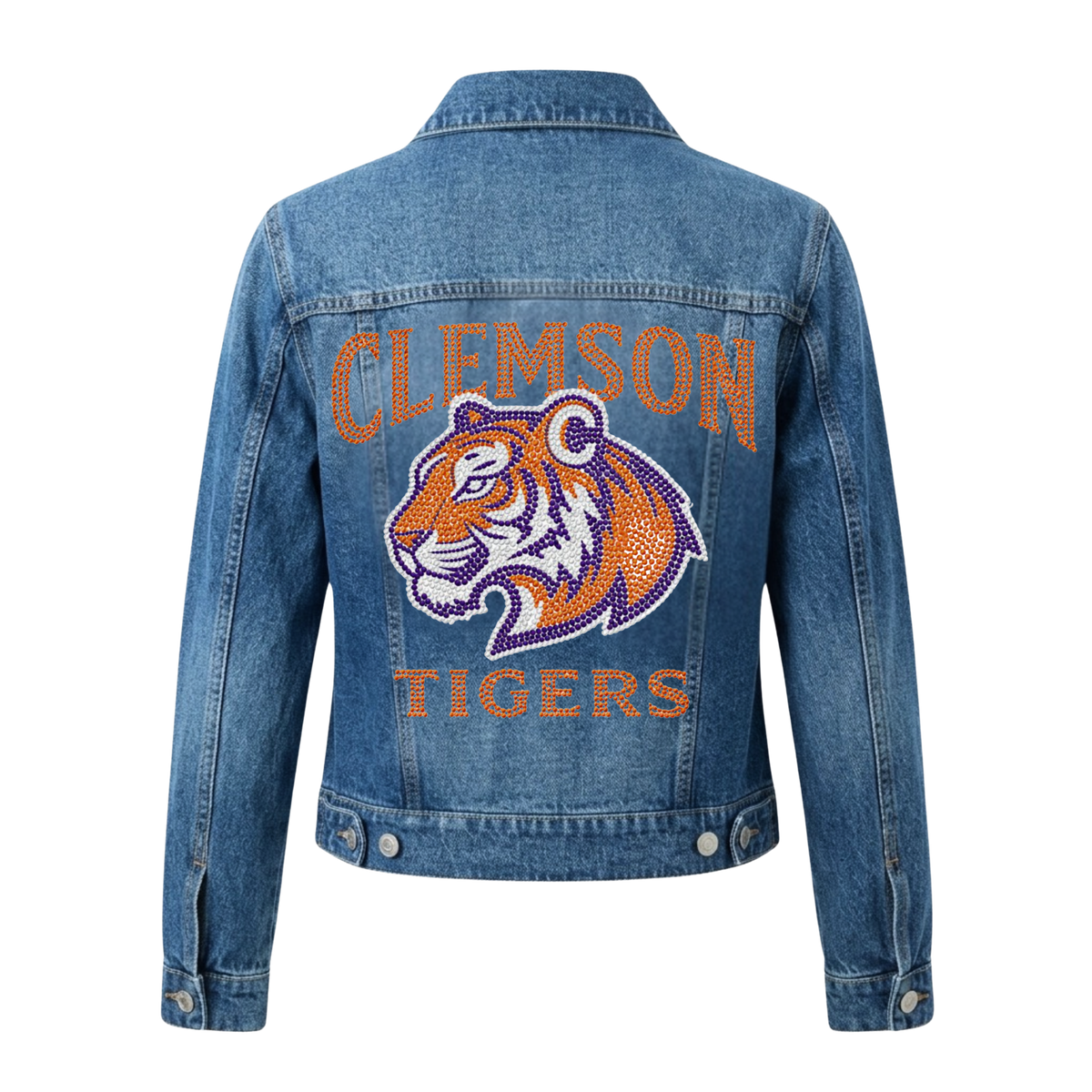 Clemson University Tiger Head Clemson Tigers Blue Denim Jacket