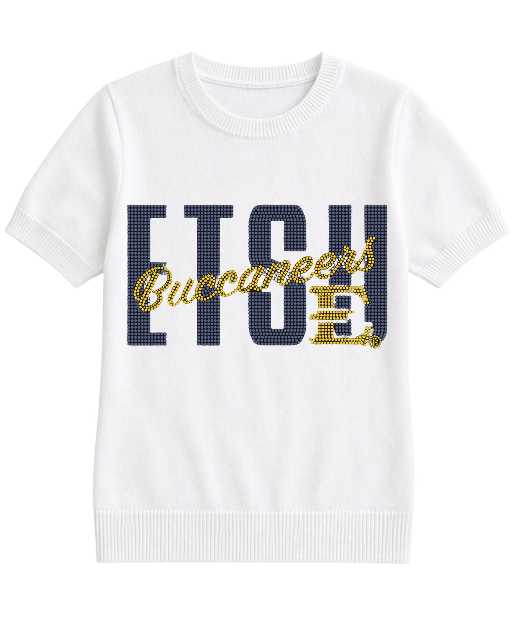 East Tennessee State ETSU Buccaneers White Short Sleeve Sweater