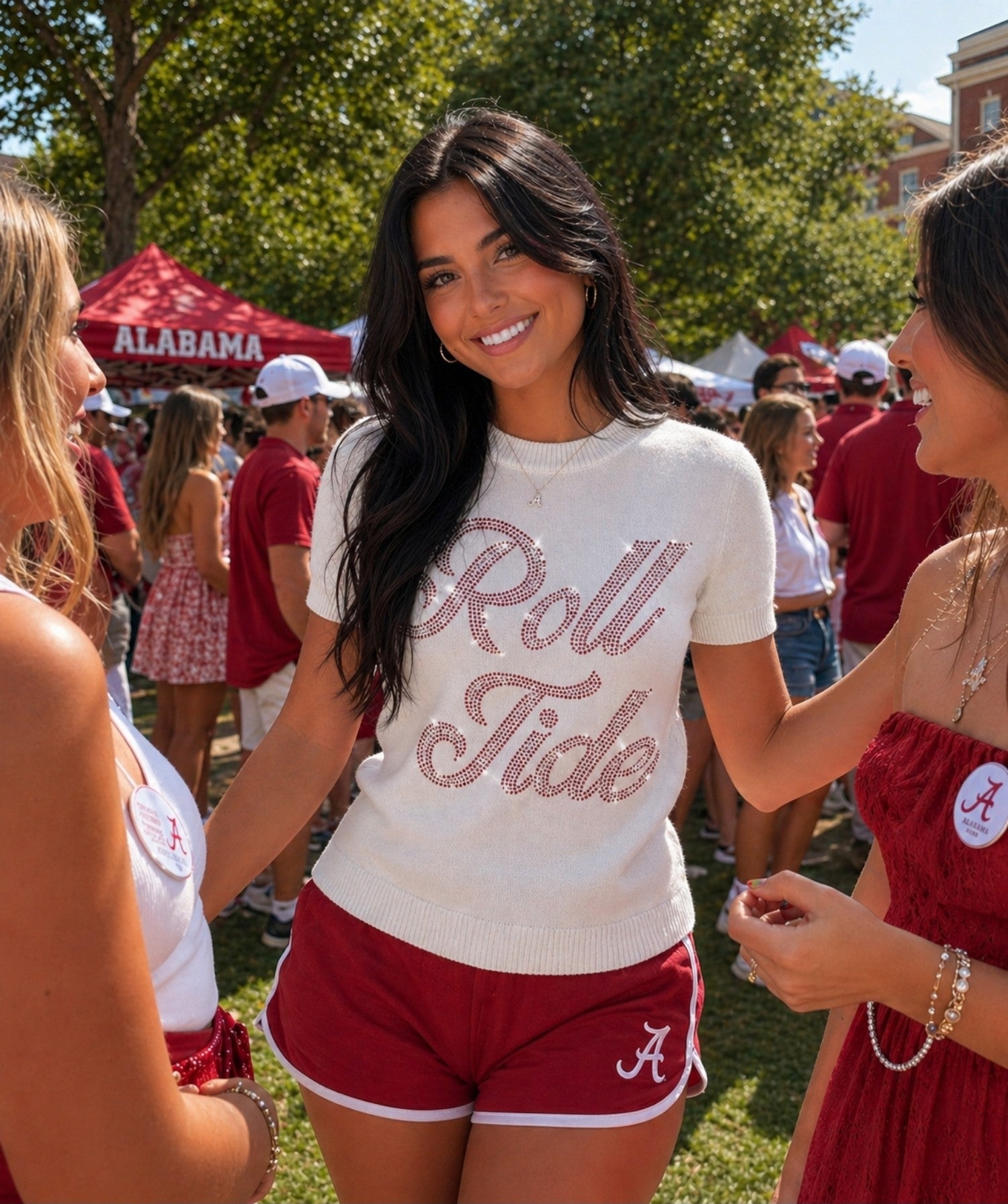 University of Alabama Roll Tide White Short Sleeve Sweater