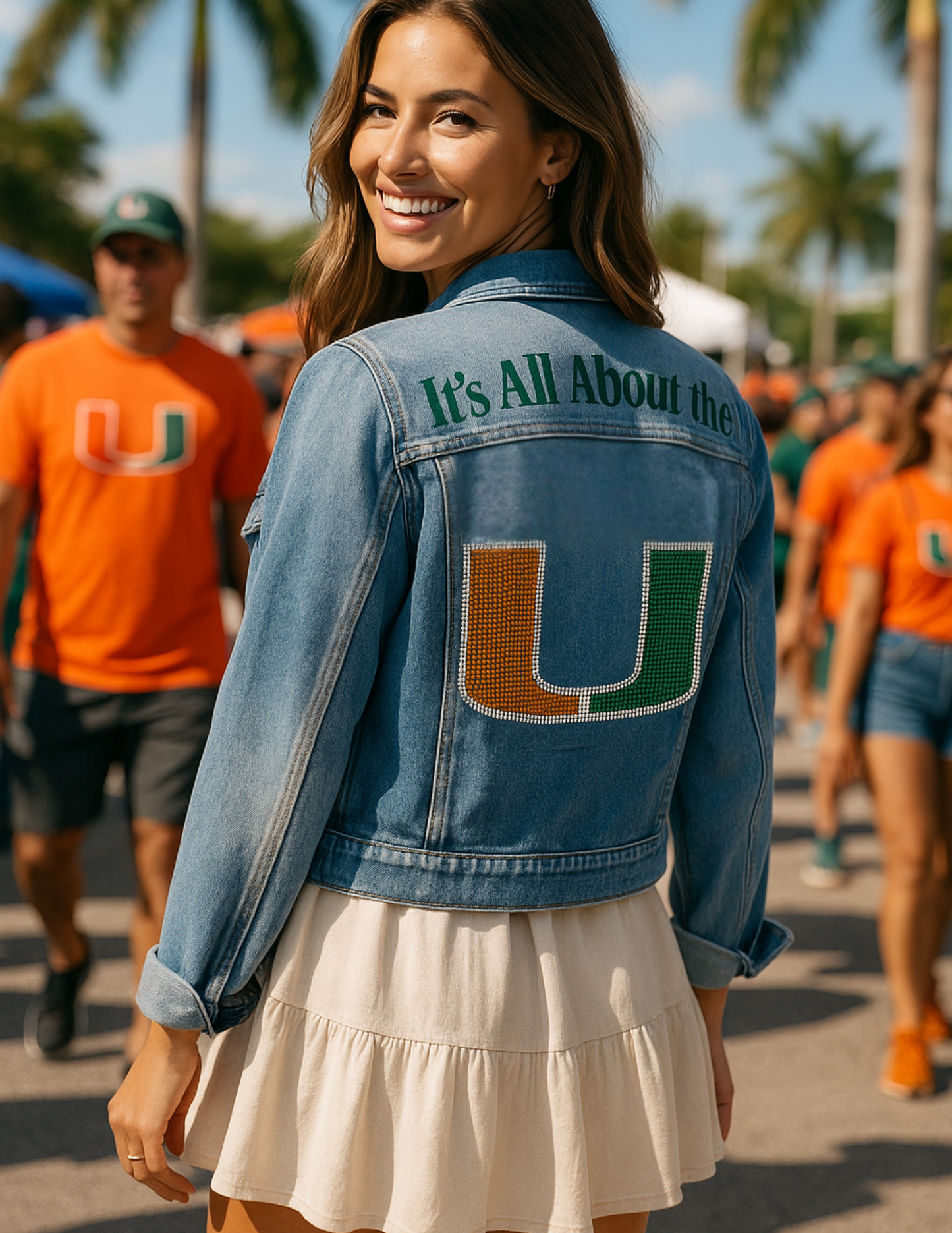 Game Day Denim Jacket, Medium Wash, University Of Miami All About The U