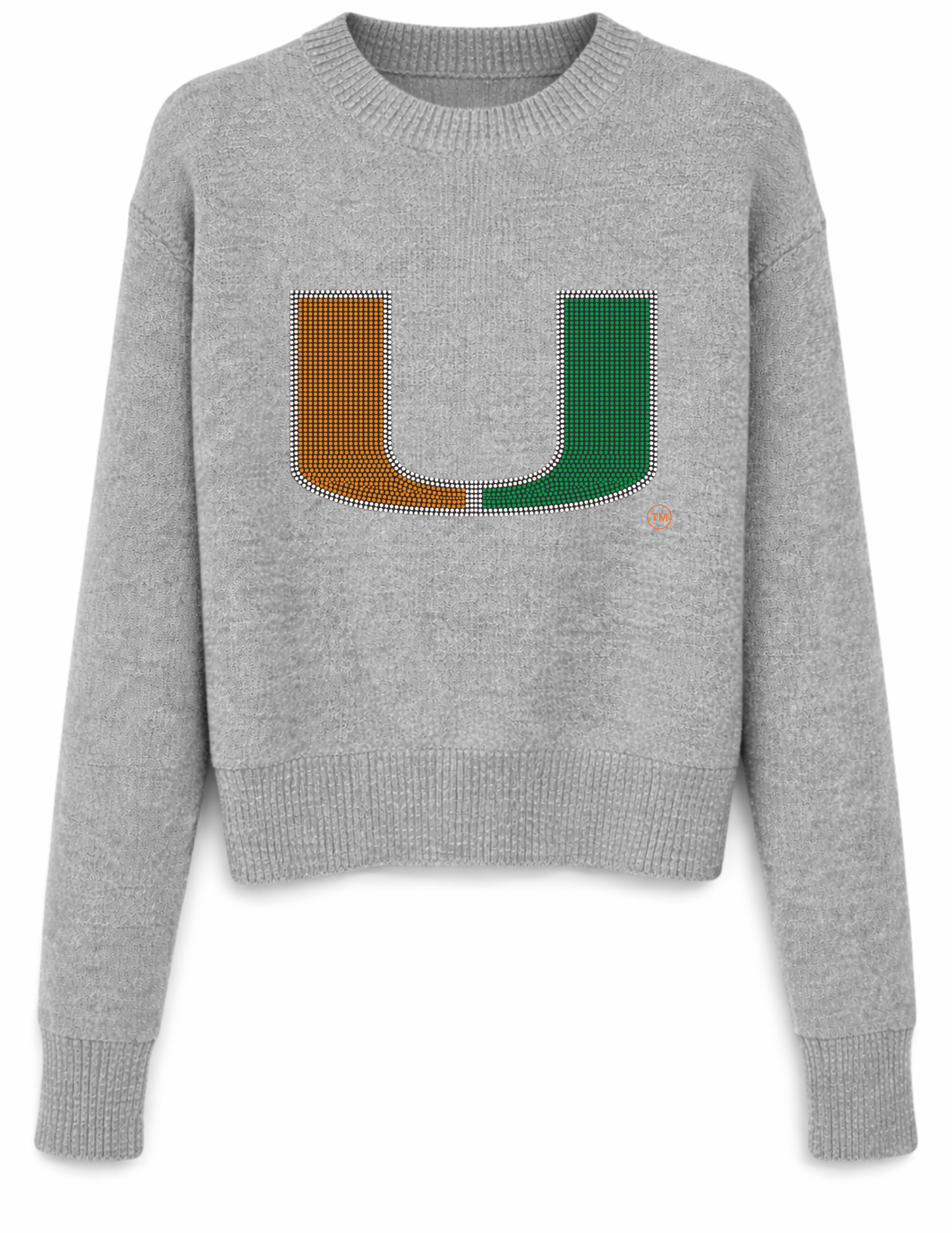 University Of Miami Large U Gray Crewneck Sweater
