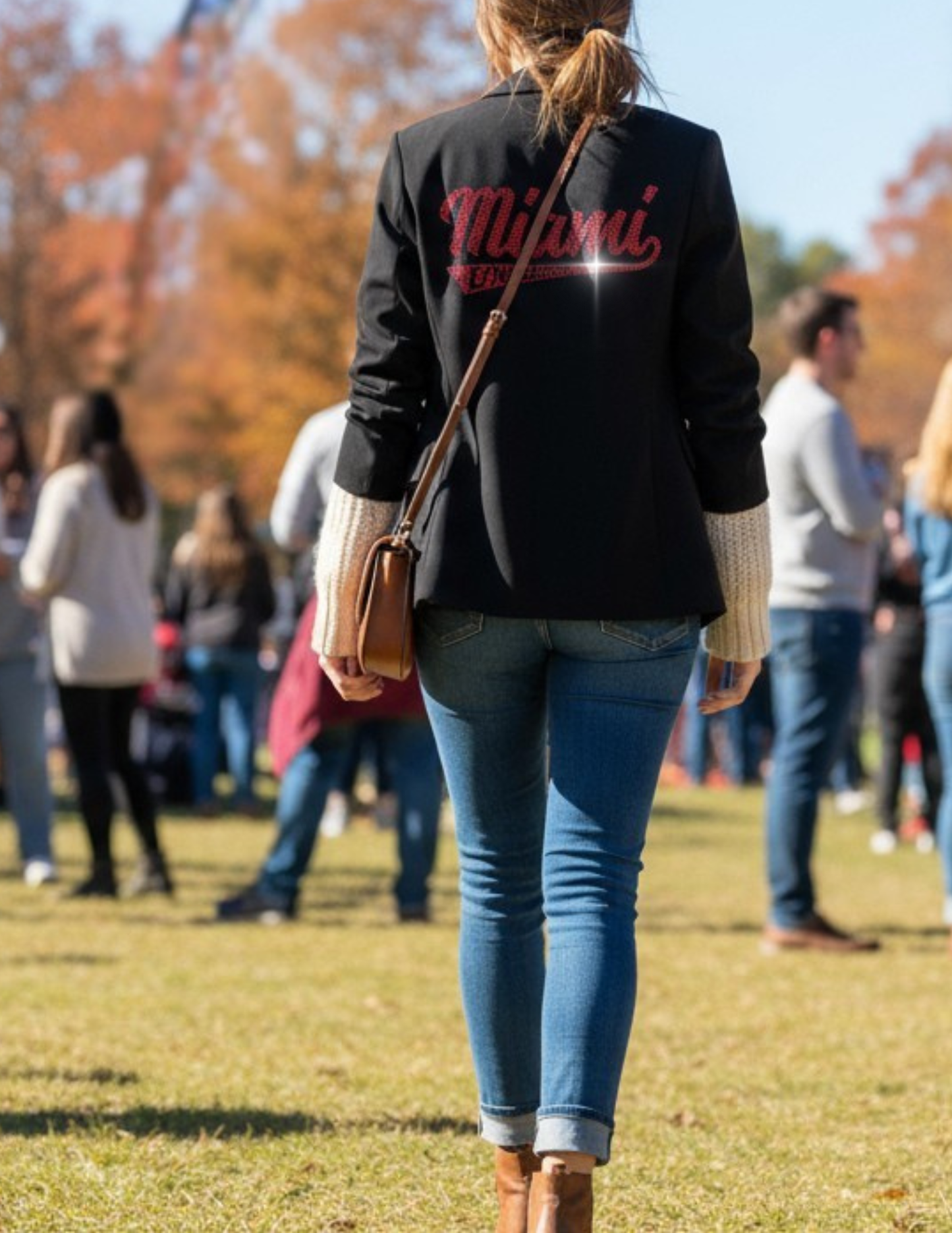 Game Day Blazer, Black Ruched, Miami of Ohio Script