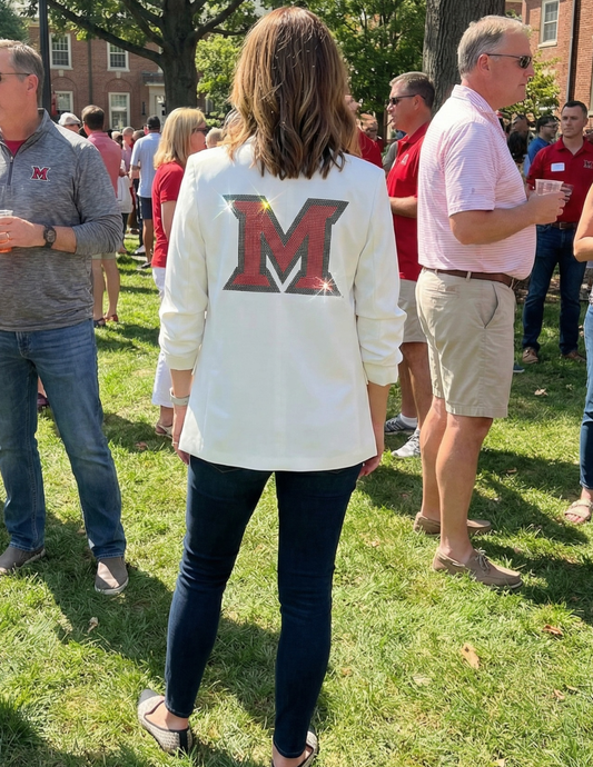 Game Day Blazer, White Ruched, Miami of Ohio M