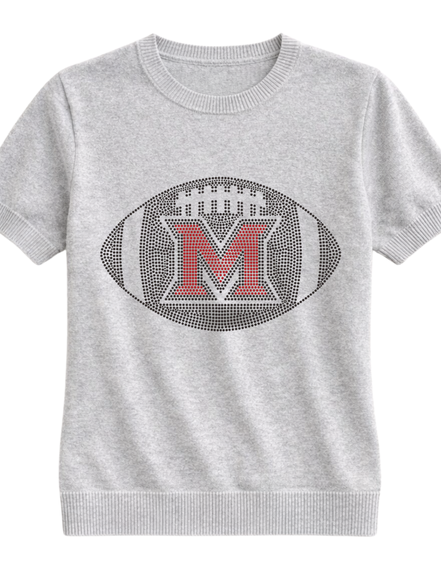 Miami of Ohio Gray Football Short Sleeve Sweater