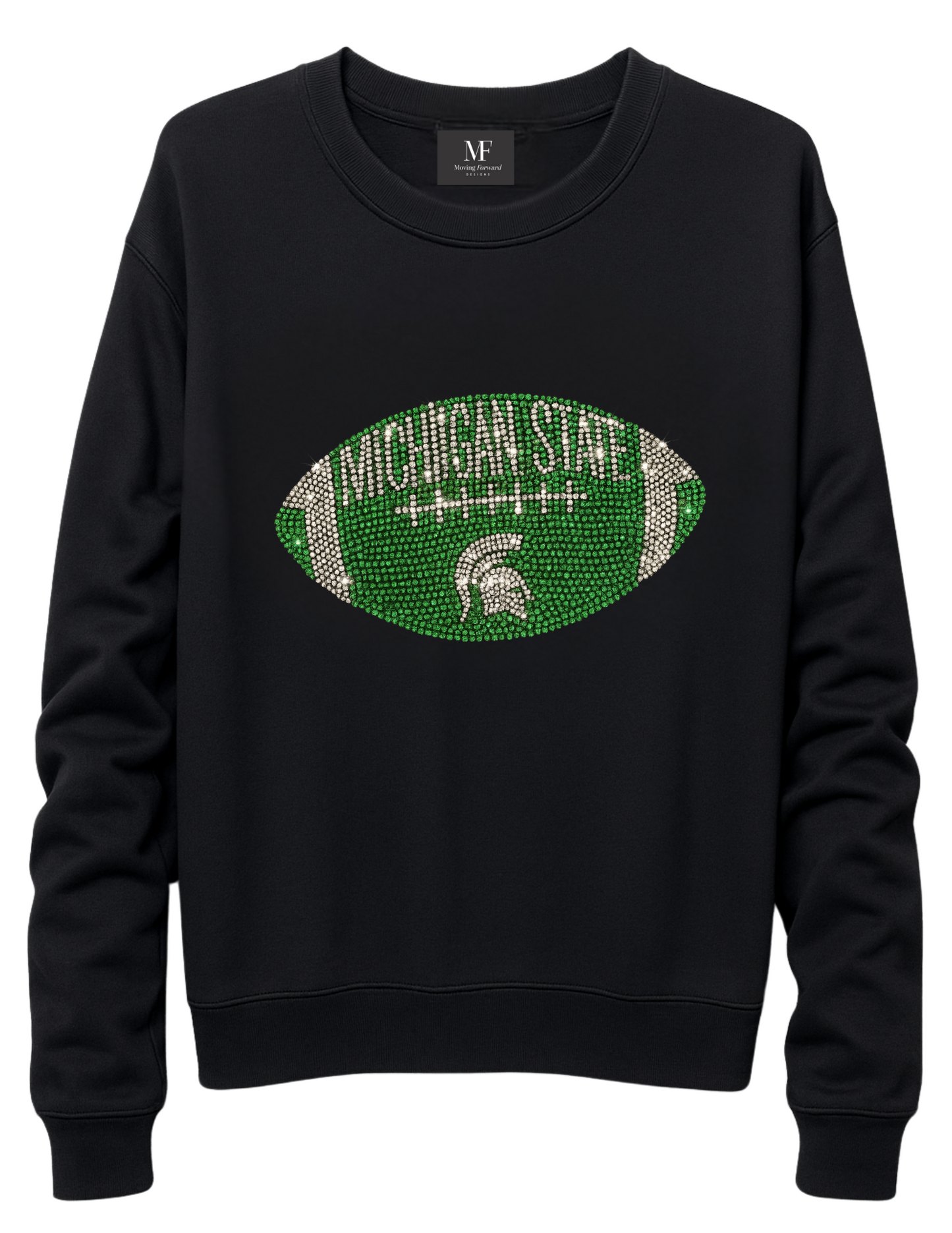Licensed Game Day Sweatshirt, Crewneck Black, Michigan State Football