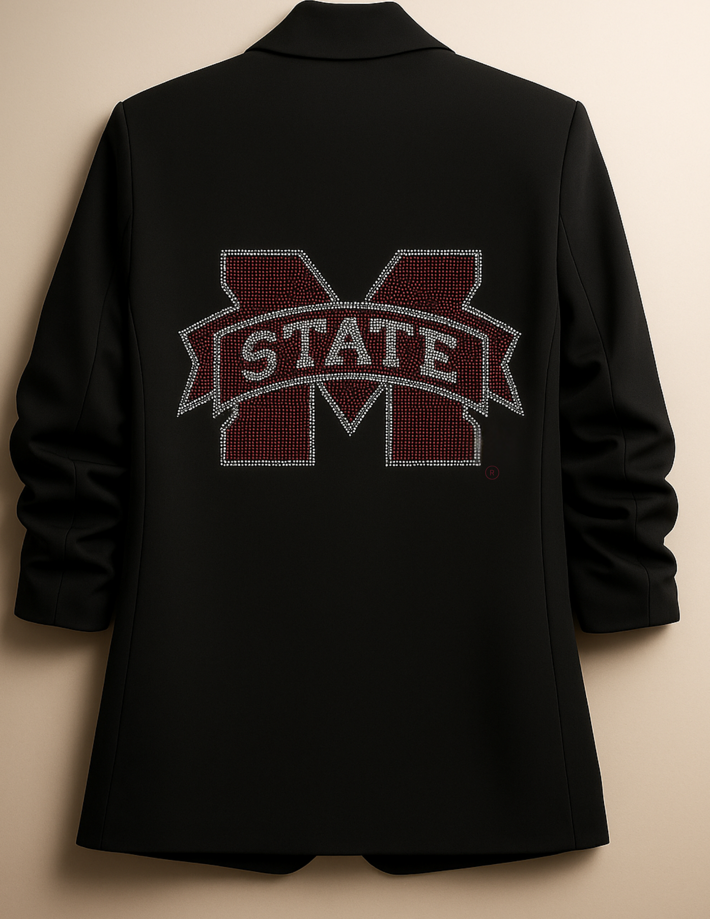 Game Day Blazer, Black Ruched, Mississippi State M State