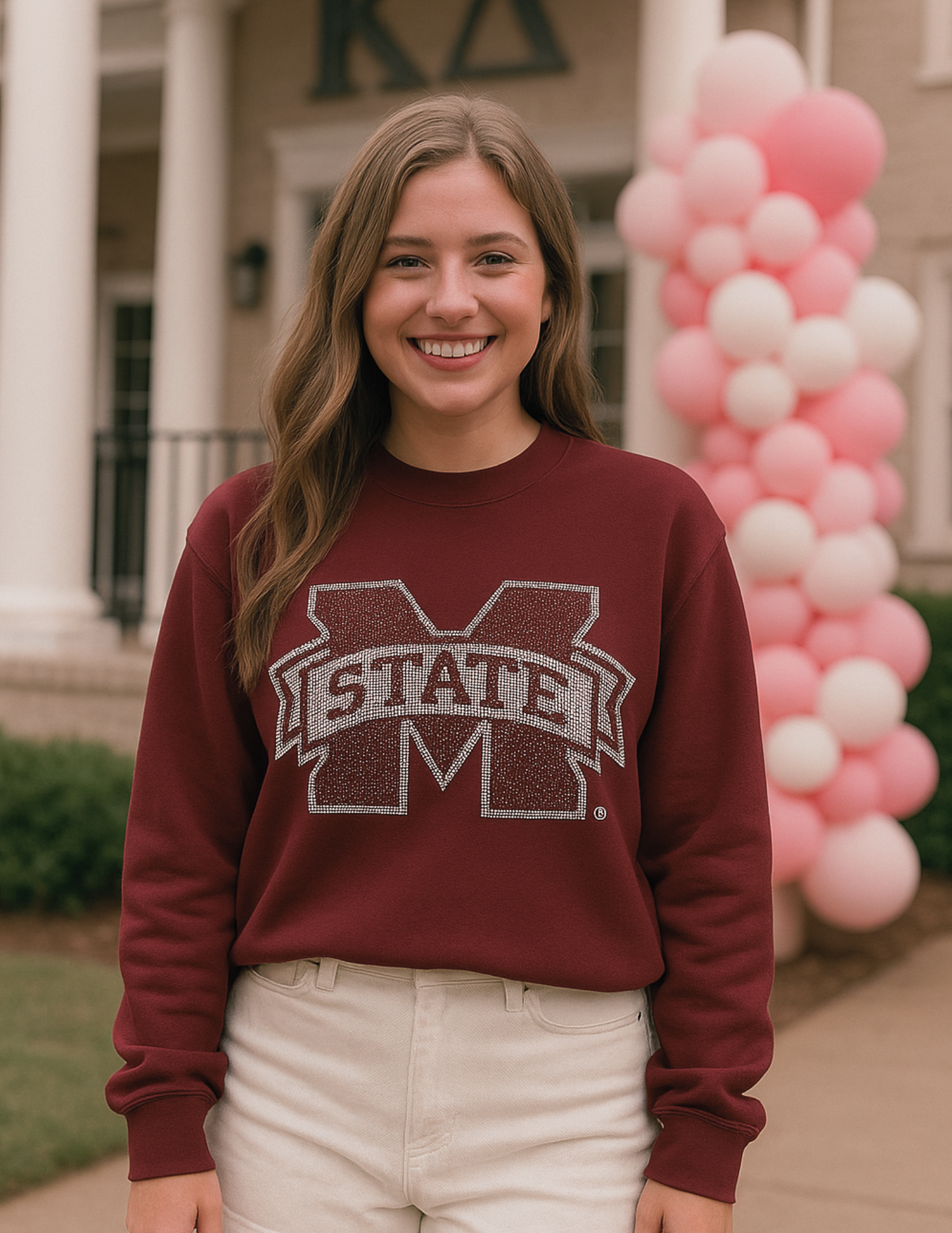 Game Day Sweatshirt, Crewneck Maroon, Mississippi State M State