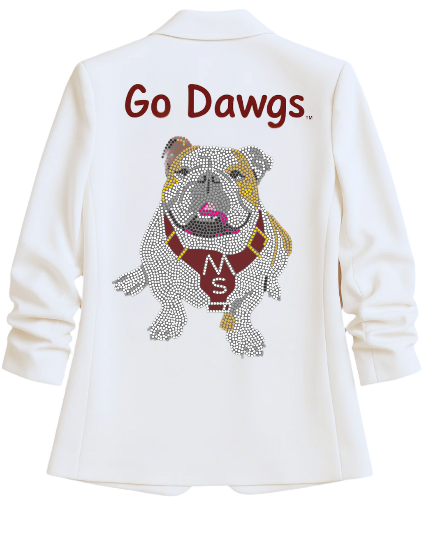 Game Day Blazer, White Ruched, Mississippi State Go Dawgs