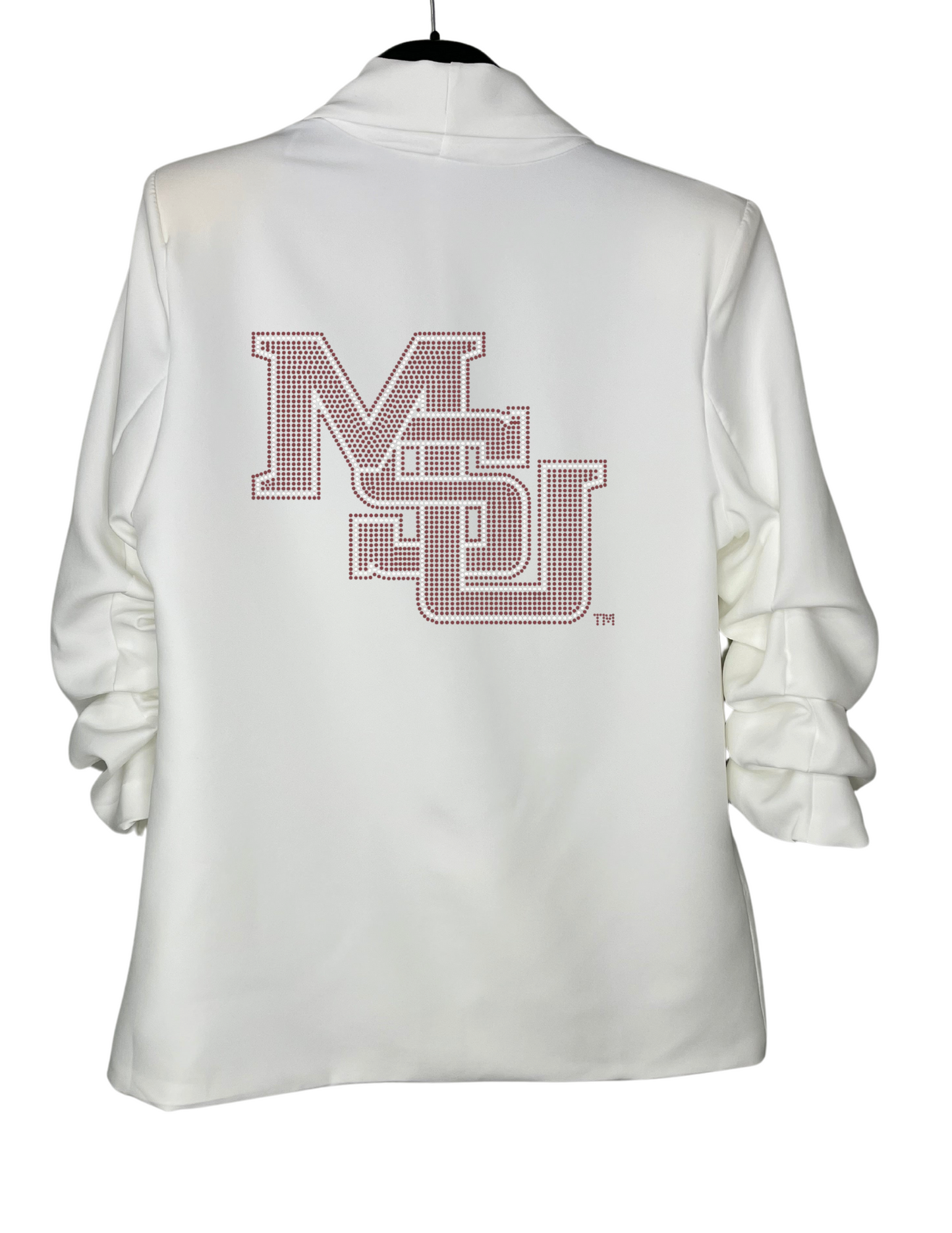 Licensed Game Day Blazer, White Ruched, Mississippi State MSU