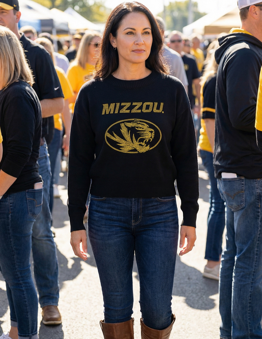 University of Missouri Mizzou Gold Tiger Black Crewneck Sweater