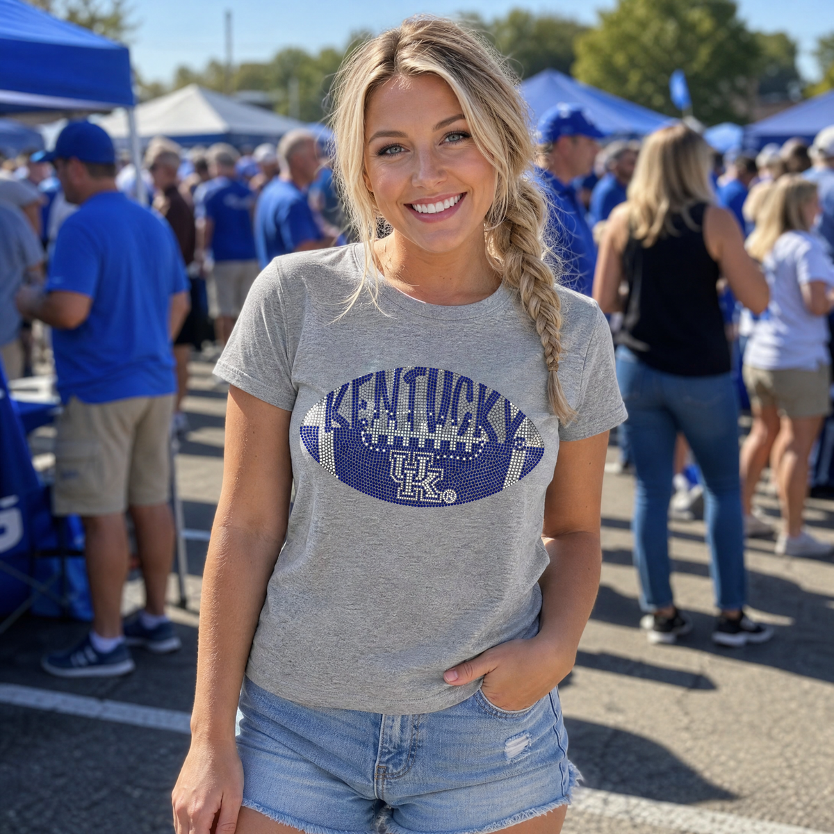 University of Kentucky Football Gray Crewneck T-Shirt, view 2