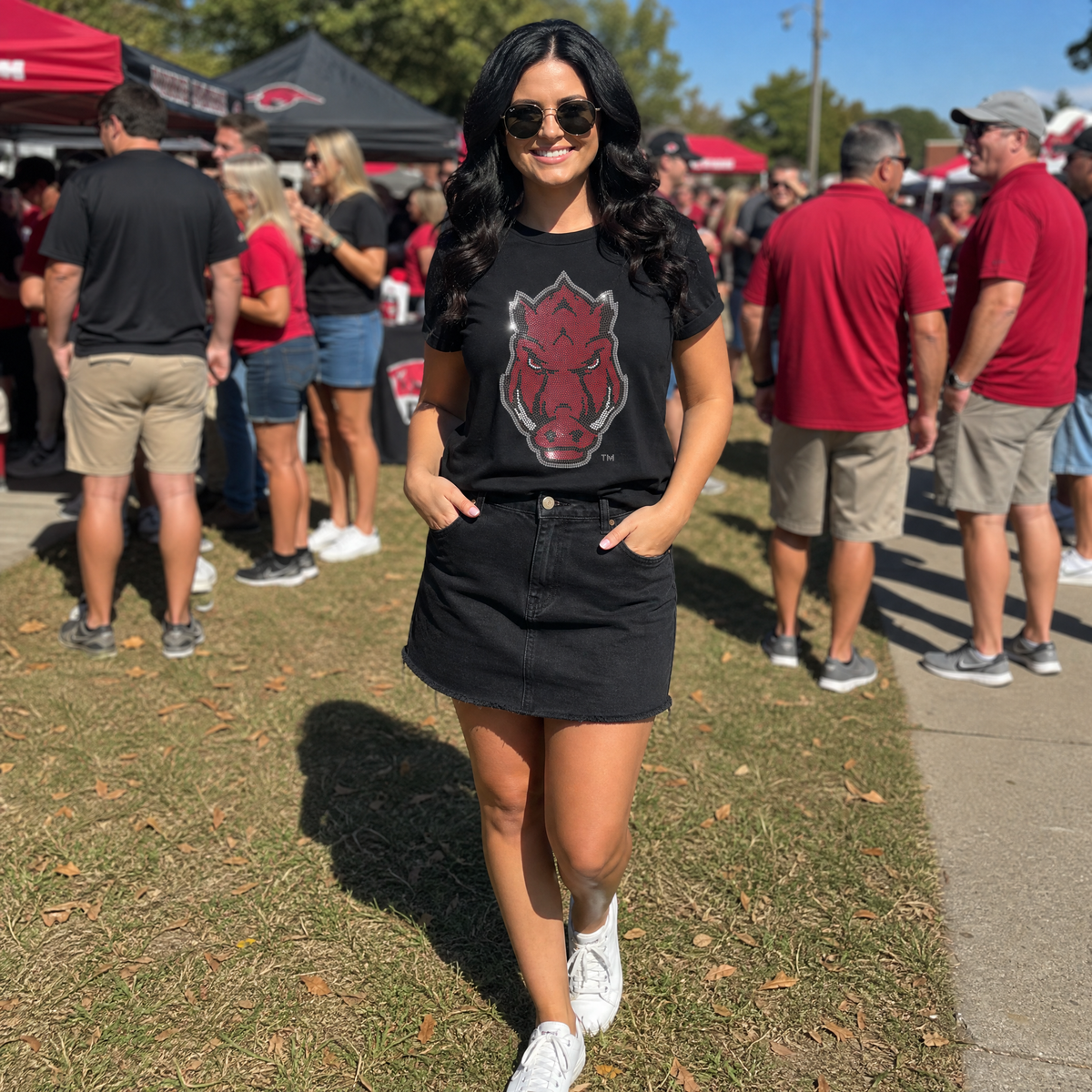 University of Arkansas Razorback Black Crewneck T-Shirt