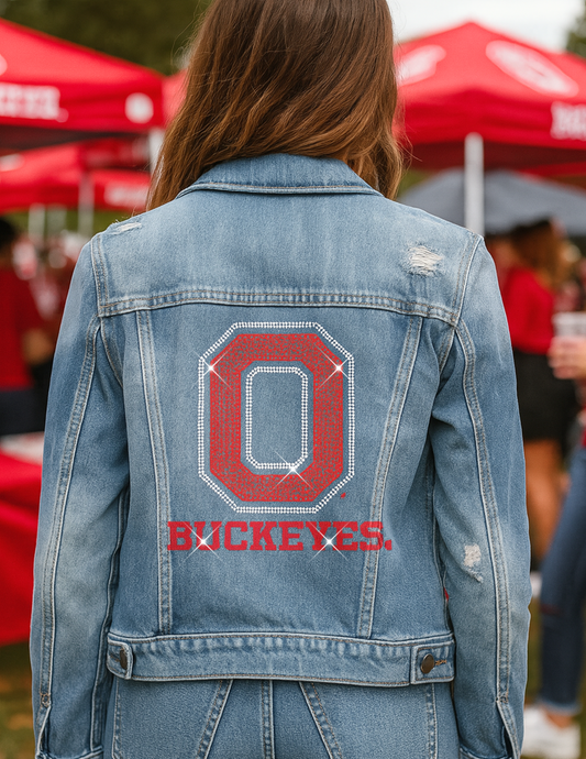 Game Day Jacket, Blue Denim, Ohio State O Buckeyes