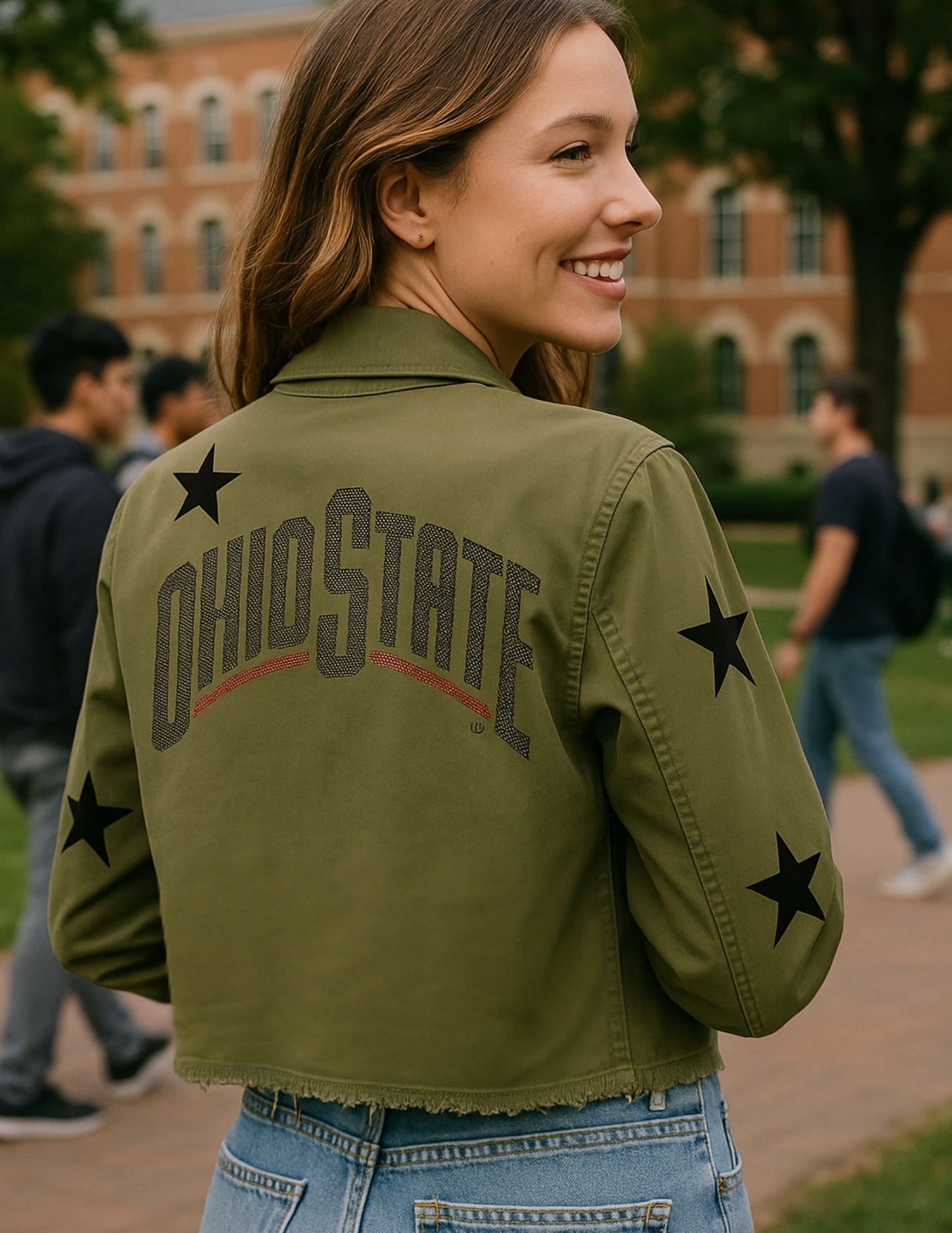 Ohio State Curve Black Army Green Shacket