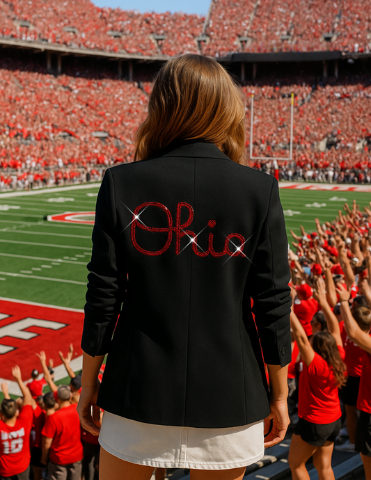 Ohio State Script Black Ruched Sleeve Blazer