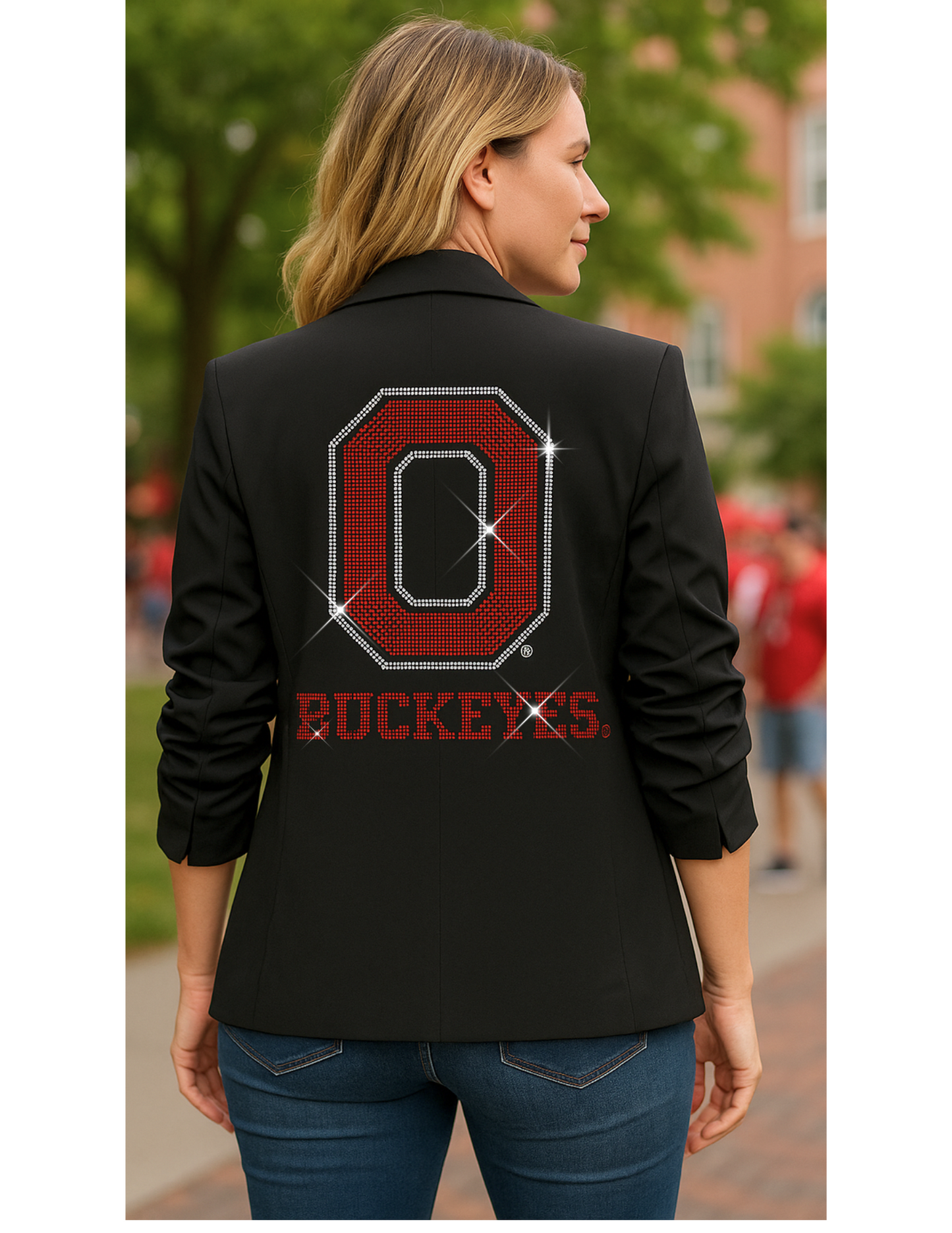 Game Day Blazer, Black Ruched, Ohio State O Buckeyes