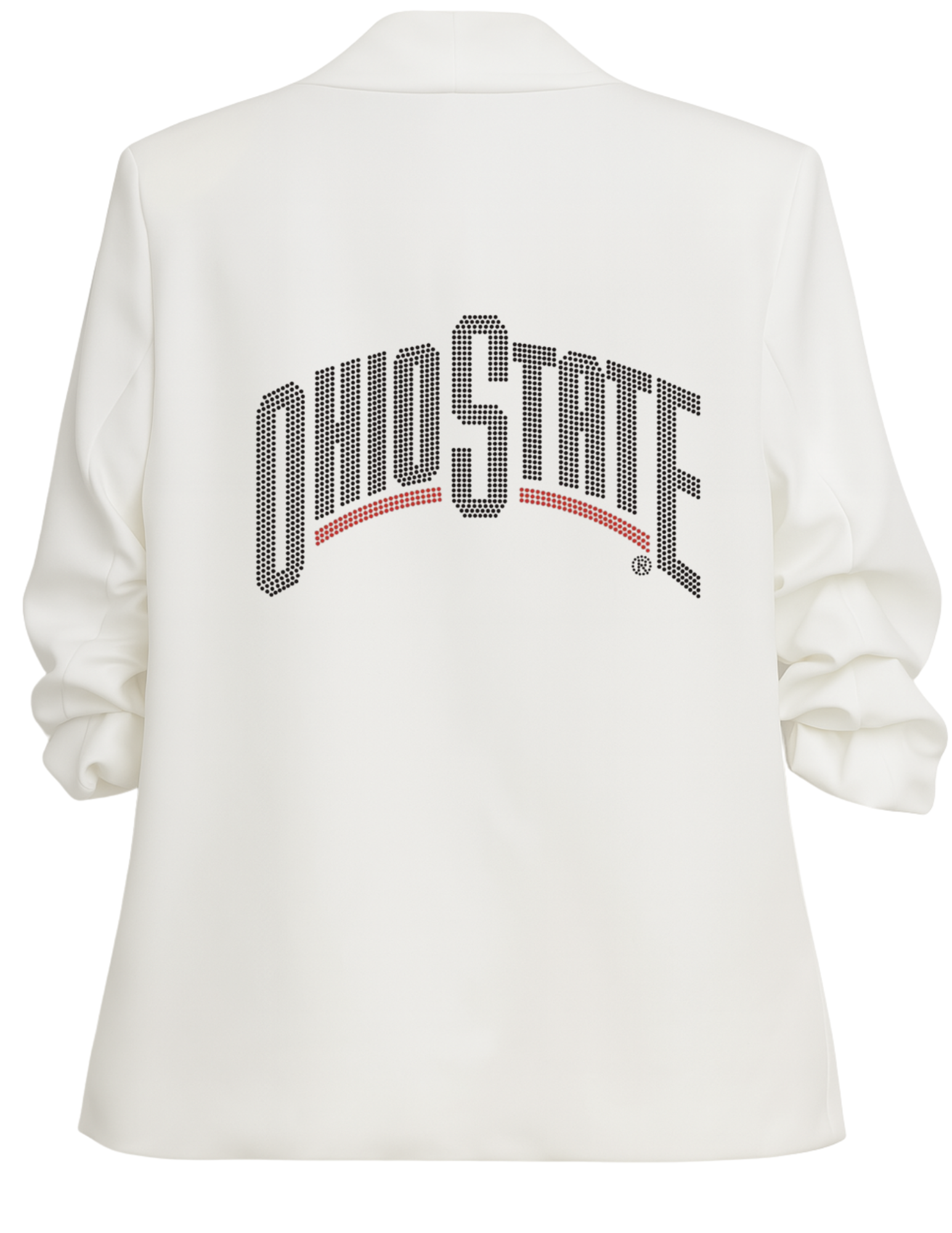 Ohio State Curve Black White Ruched Sleeve Blazer