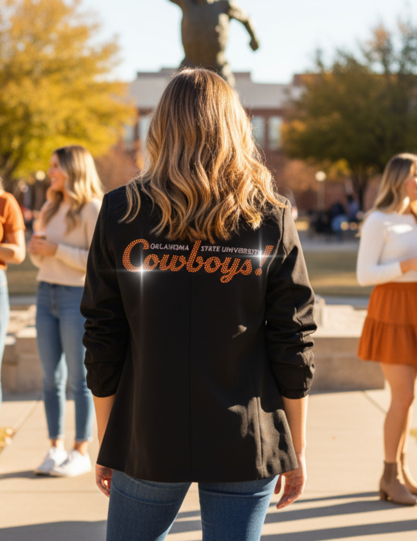 Oklahoma State Cowboys Black Ruched Sleeve Blazer