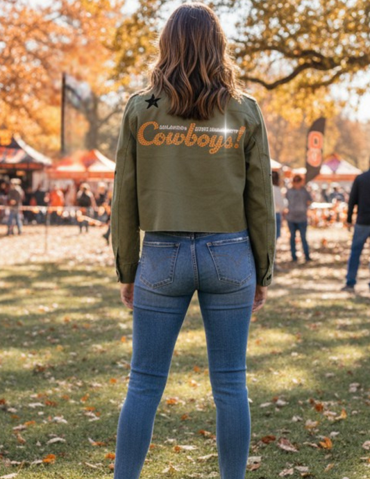 Oklahoma State Cowboys Army Green Shacket