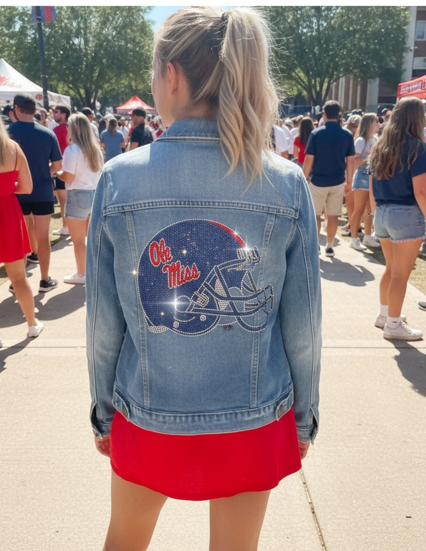 Ole Miss Helmet Blue Denim Jacket